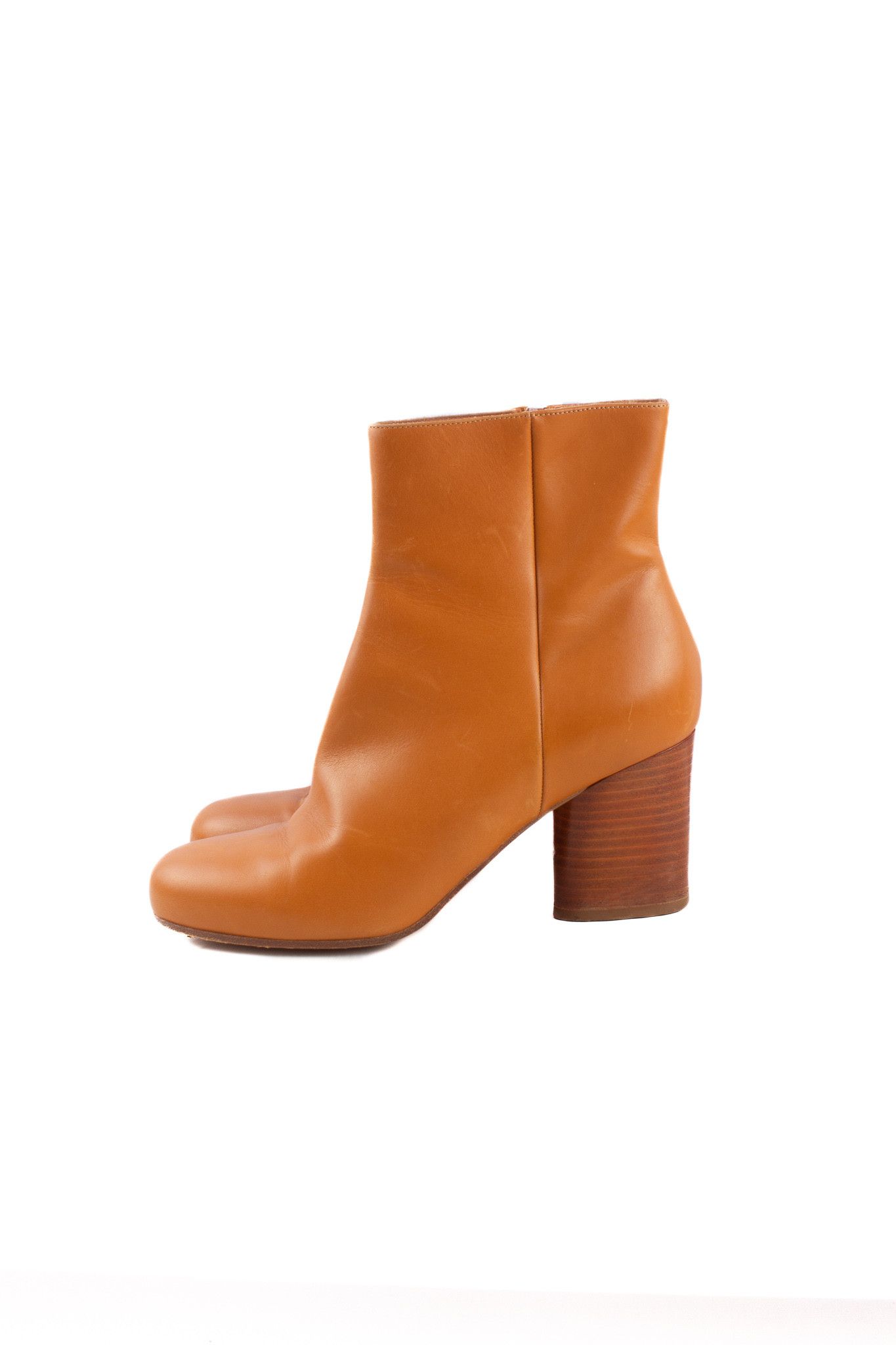 image of Maison Margiela Tan Leather Booties, Women's (Size 7)