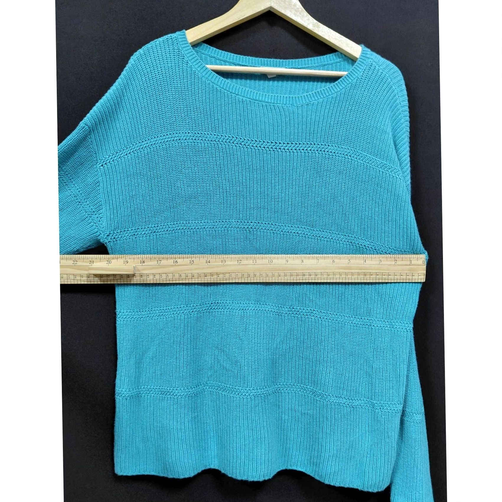 Talbots TALBOTS 100% Cotton Sweater Teal Solid Knit Women XL Crew Neck Long Sleeve Pullover Casual Travel Vintage No Size XL / US 12-14 / IT 48-50 - 5 Thumbnail