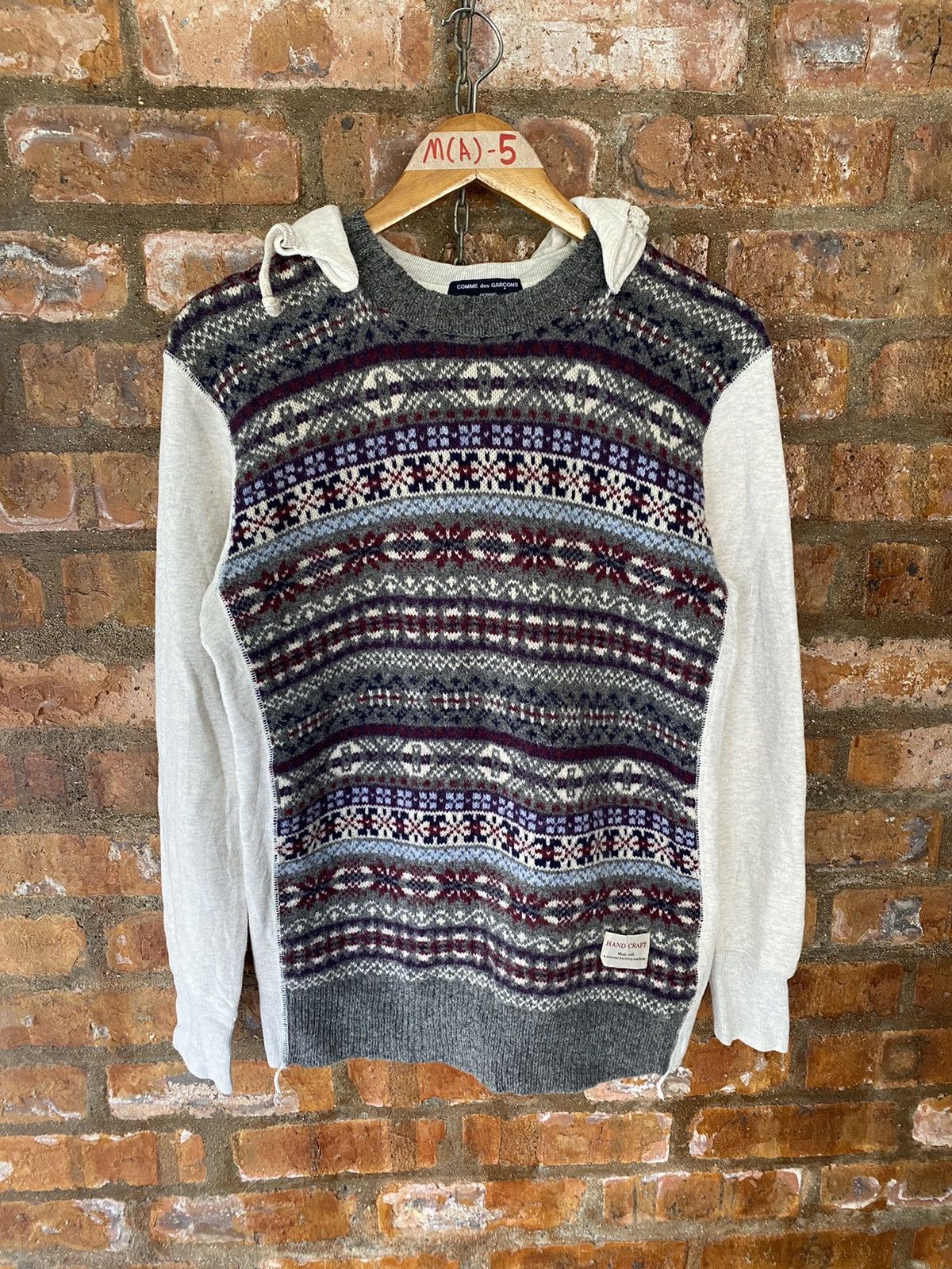 Comme des Garcons Homme AW14 CDGh Hand Knit native hoodie Size US M / EU 48-50 / 2 - 2 Thumbnail