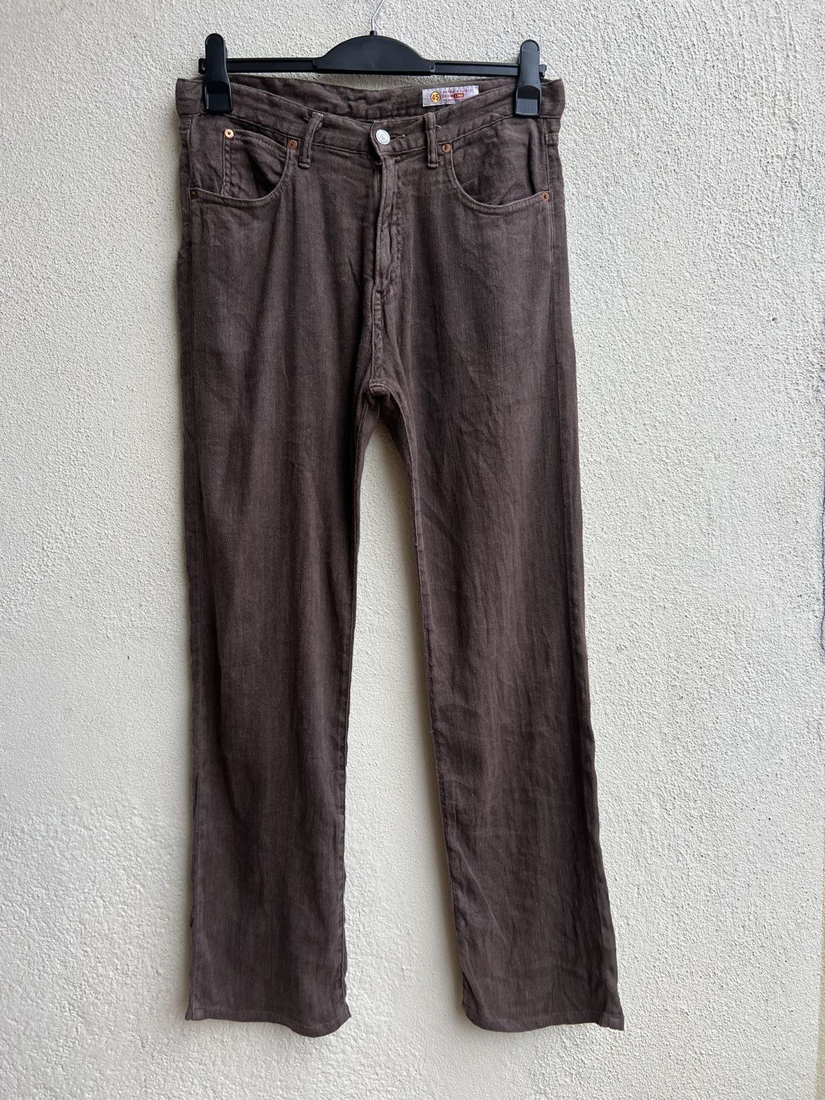 45rpm Vintage 45rpm Japan Brown Linen Jeans Size US 31 - 19 Thumbnail