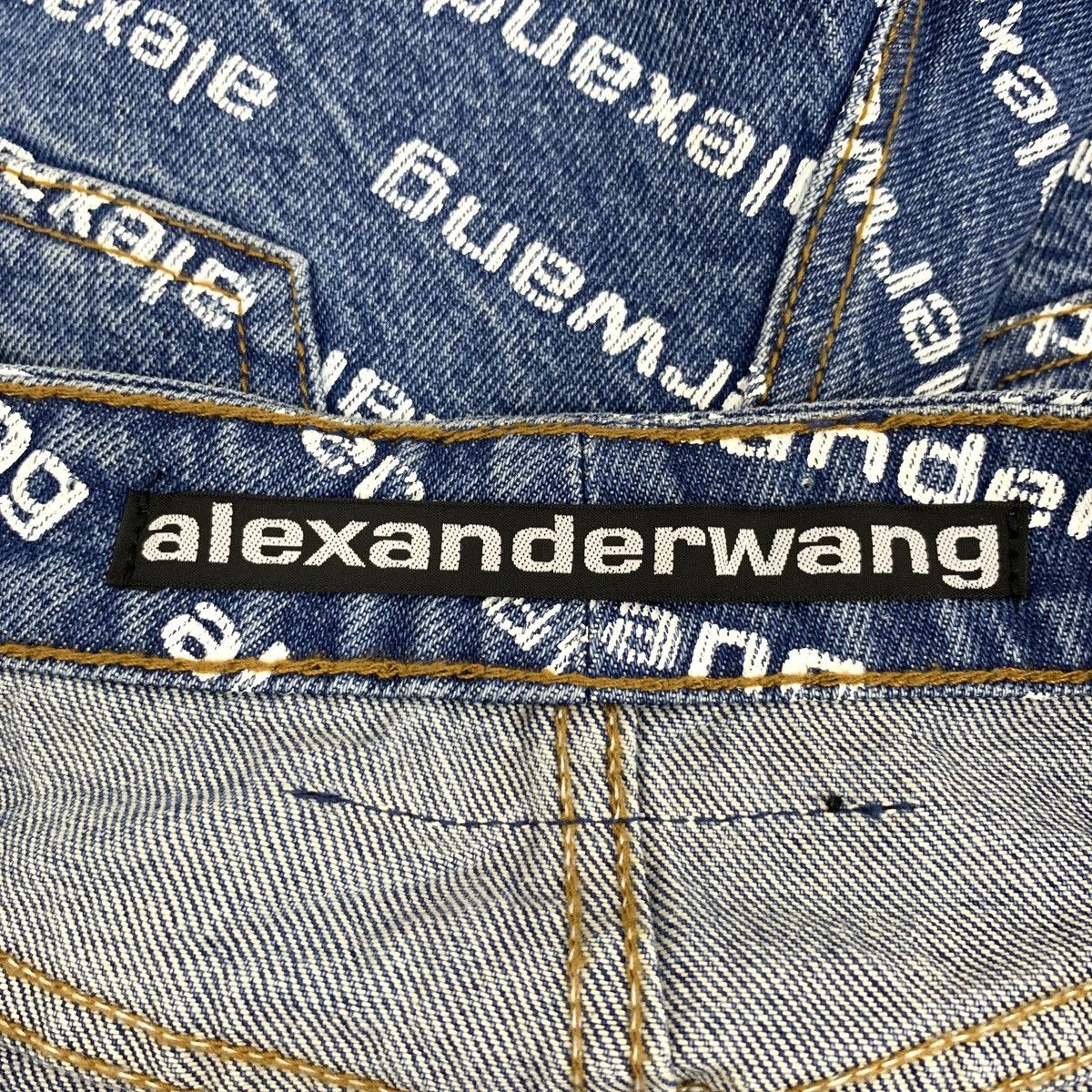 Alexander Wang Alexander Wang Blue Denim Shorts All Over Logo Print K26WX Size 25" / US 0 / IT 36 - 6 Thumbnail