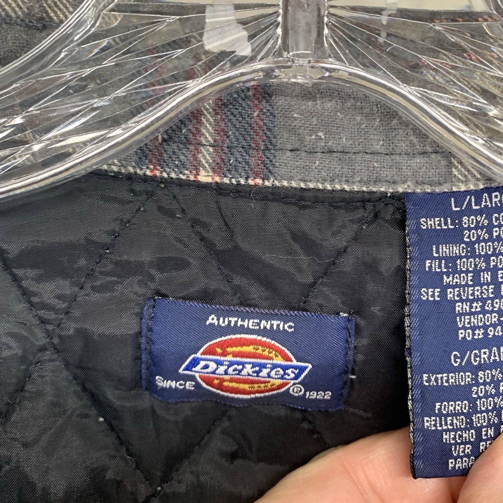 Dickies VINTAGE Dickies 90s Plaid Quilt Lined Jacket Men Large Gray All Seasons Casual Outdoor Size US L / EU 52-54 / 3 - 4 Thumbnail