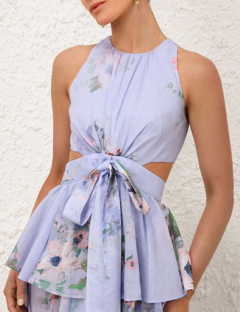 Zimmermann oc11z0126 Everley Draped Bow Midi Dress in Multicolor Size S / US 4 / IT 40 - 5 Thumbnail