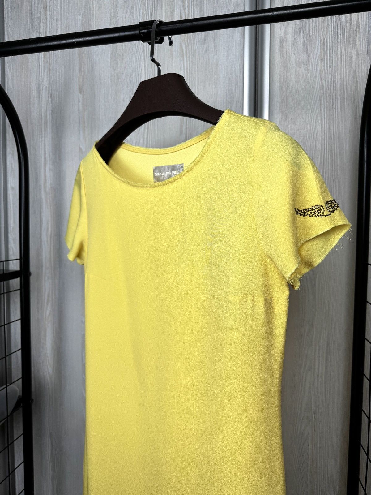Zadig & Voltaire Zadig & Voltaire Deluxe Rani Yellow Embellished Shift Dress Size S / US 4 / IT 40 - 4 Thumbnail