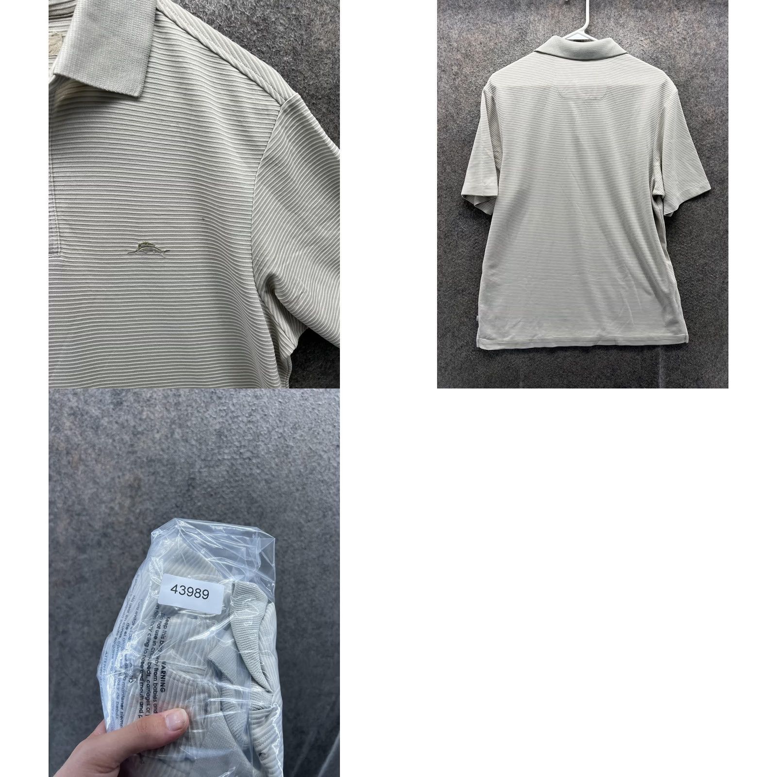 Tommy Bahama Tommy Bahama Polo Shirt Mens S Gray Stripe Modal Casual Knit Short Sleeve Shirt Size US S / EU 44-46 / 1 - 8 Thumbnail