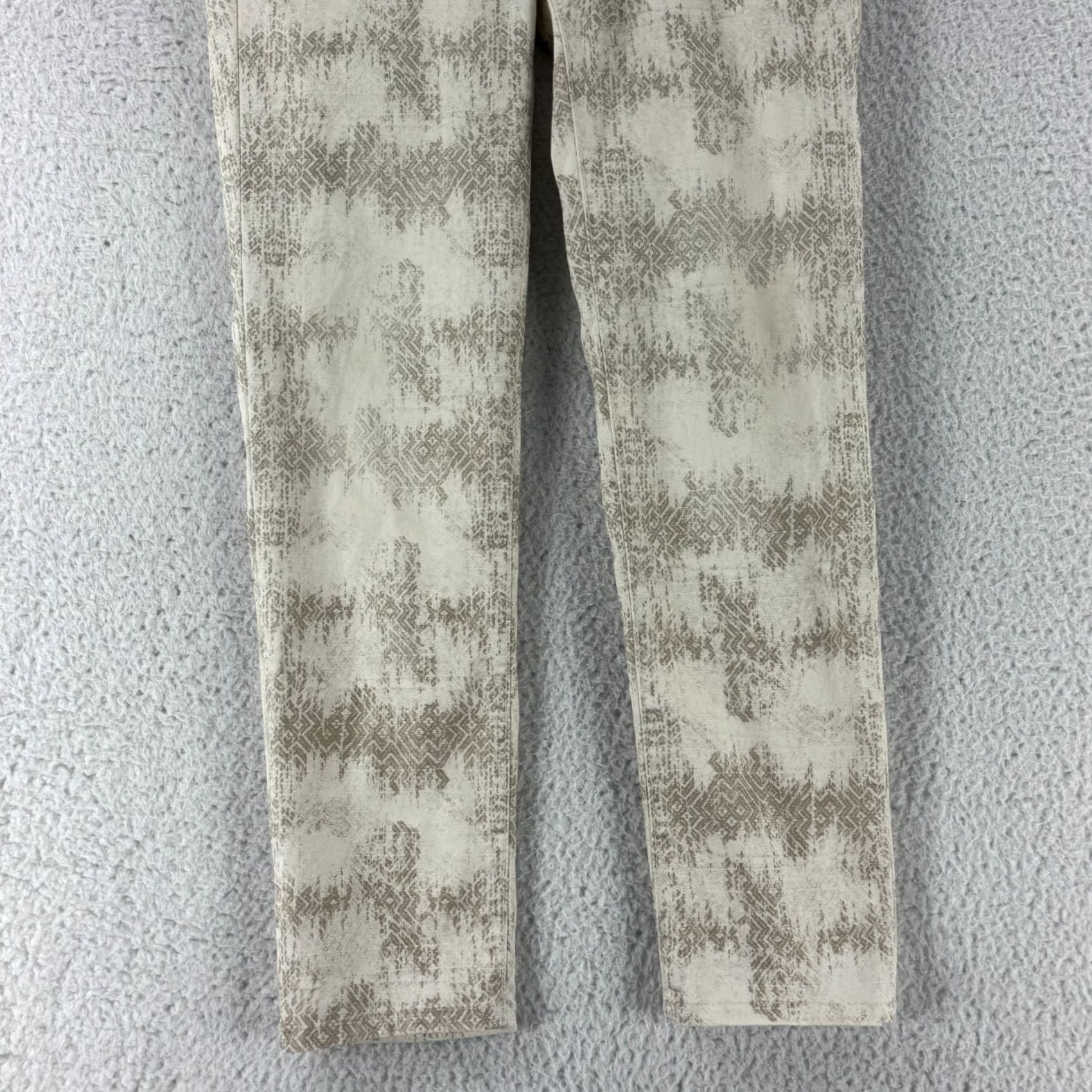 Vintage Bevy Flog Dafna Pants Womens Size 26 White Print Pull On Skinny Leg Trousers Size 26" / US 2 / IT 38 - 3 Thumbnail