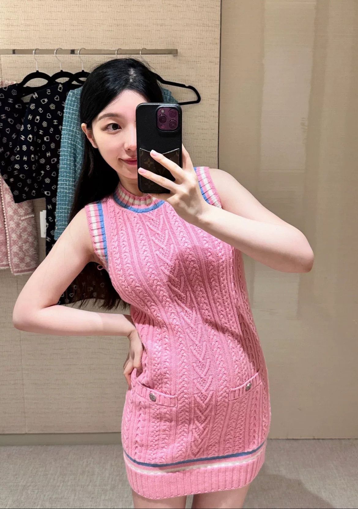 Chanel CHANEL Pink Striped Sleeveless Dress Size US XS / EU 42 / 0 - 1 Thumbnail