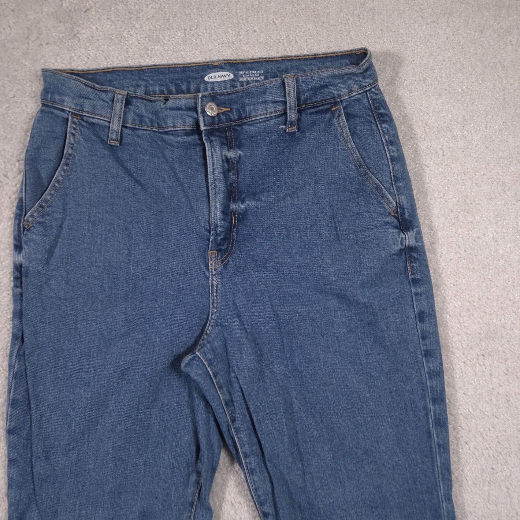 Old Navy Old Navy Jeans Womens 10 Blue Wash Straight Extra High Rise Stretch Size 32" / US 10 / IT 46 - 2 Thumbnail