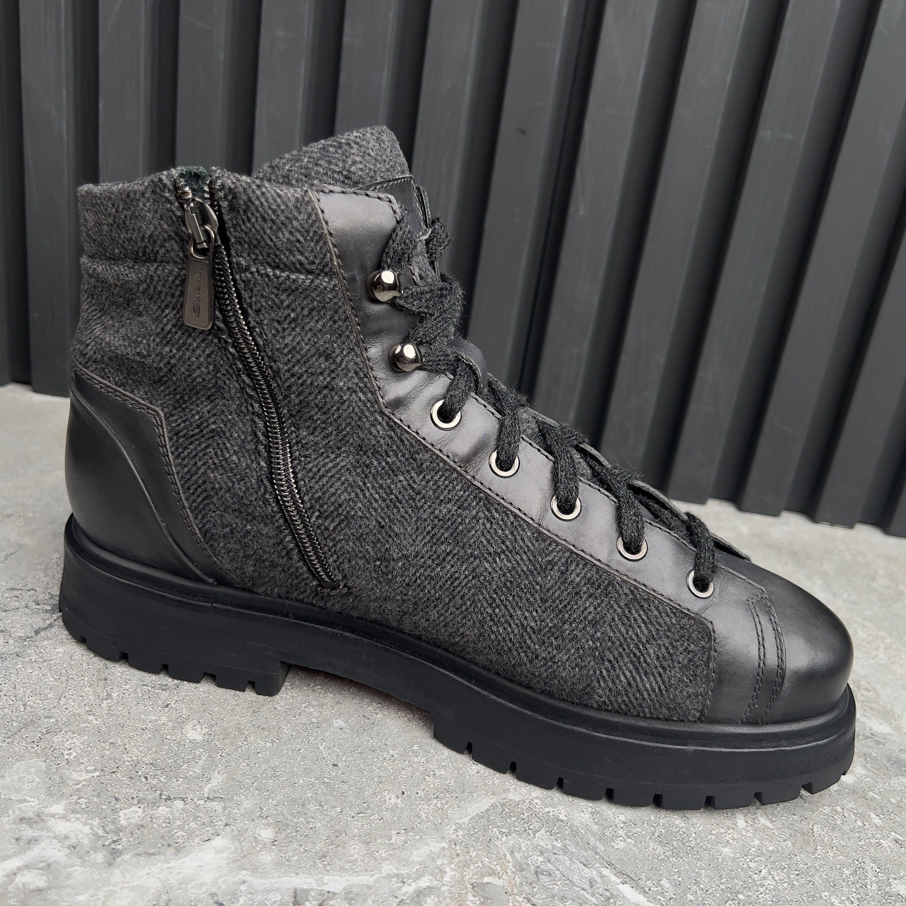 Santoni Anfibio Boots Wool Leather Lace-Up Hiking Boots Size US 8.5 / EU 41-42 - 7 Thumbnail