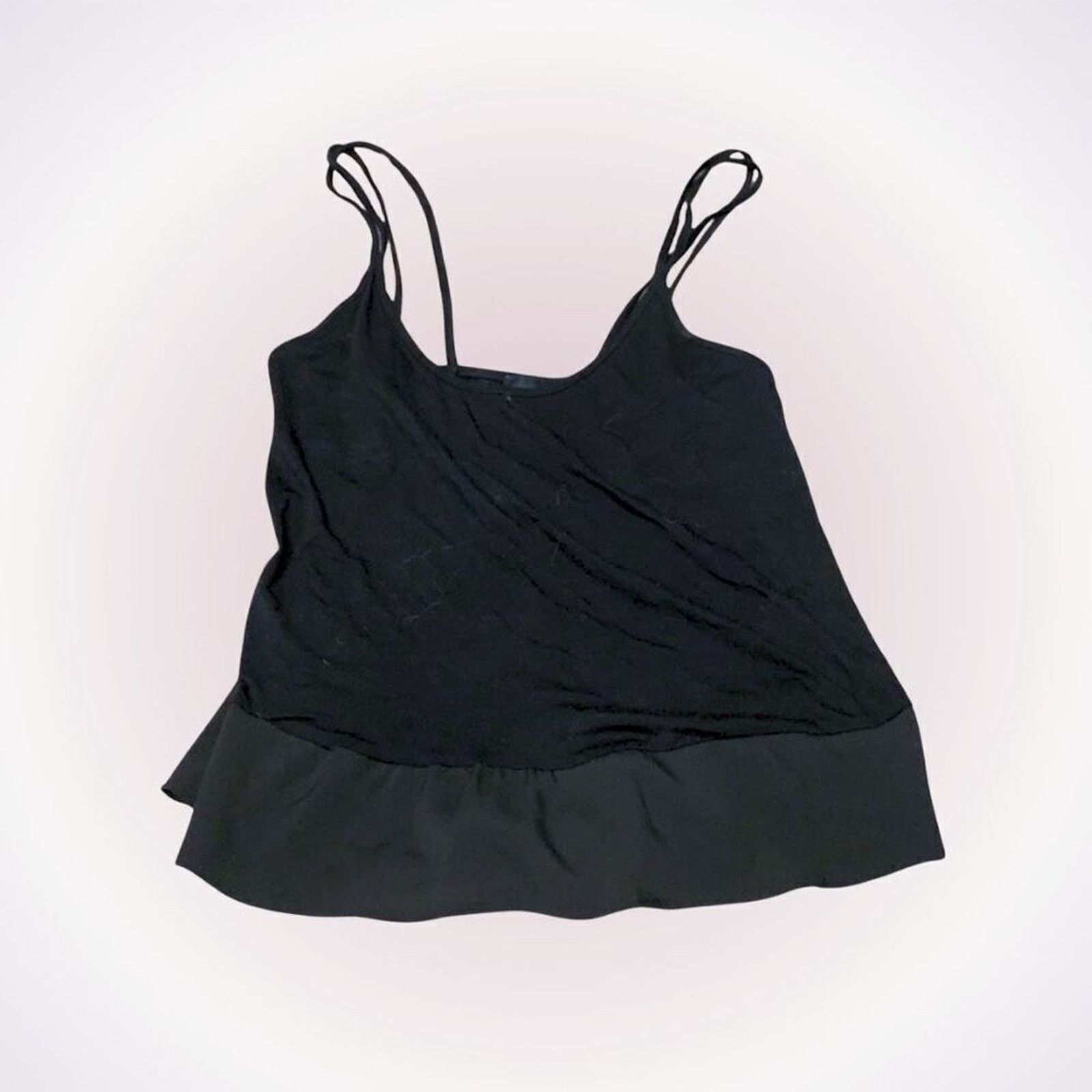 Asos ASOS Black Tank Top with Flutter Hem | Sz 4 Size S / US 4 / IT 40 - 1 Thumbnail