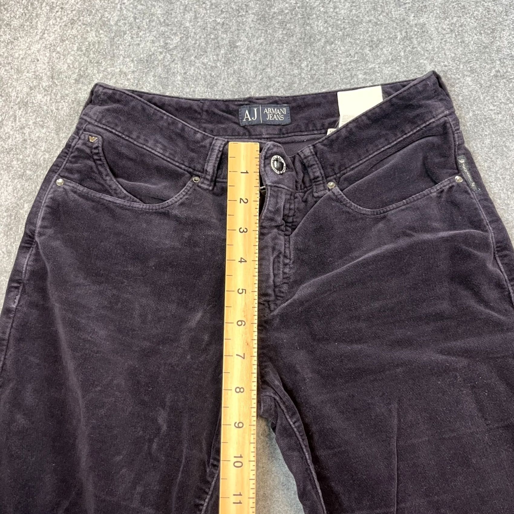Vintage Armani Jeans Slim Fit Moleskin Jeans 28 28 UK 10 Dark Purple Low Rise 5-Pocket Womens Boys? Size 32" / US 10 / IT 46 - 6 Thumbnail