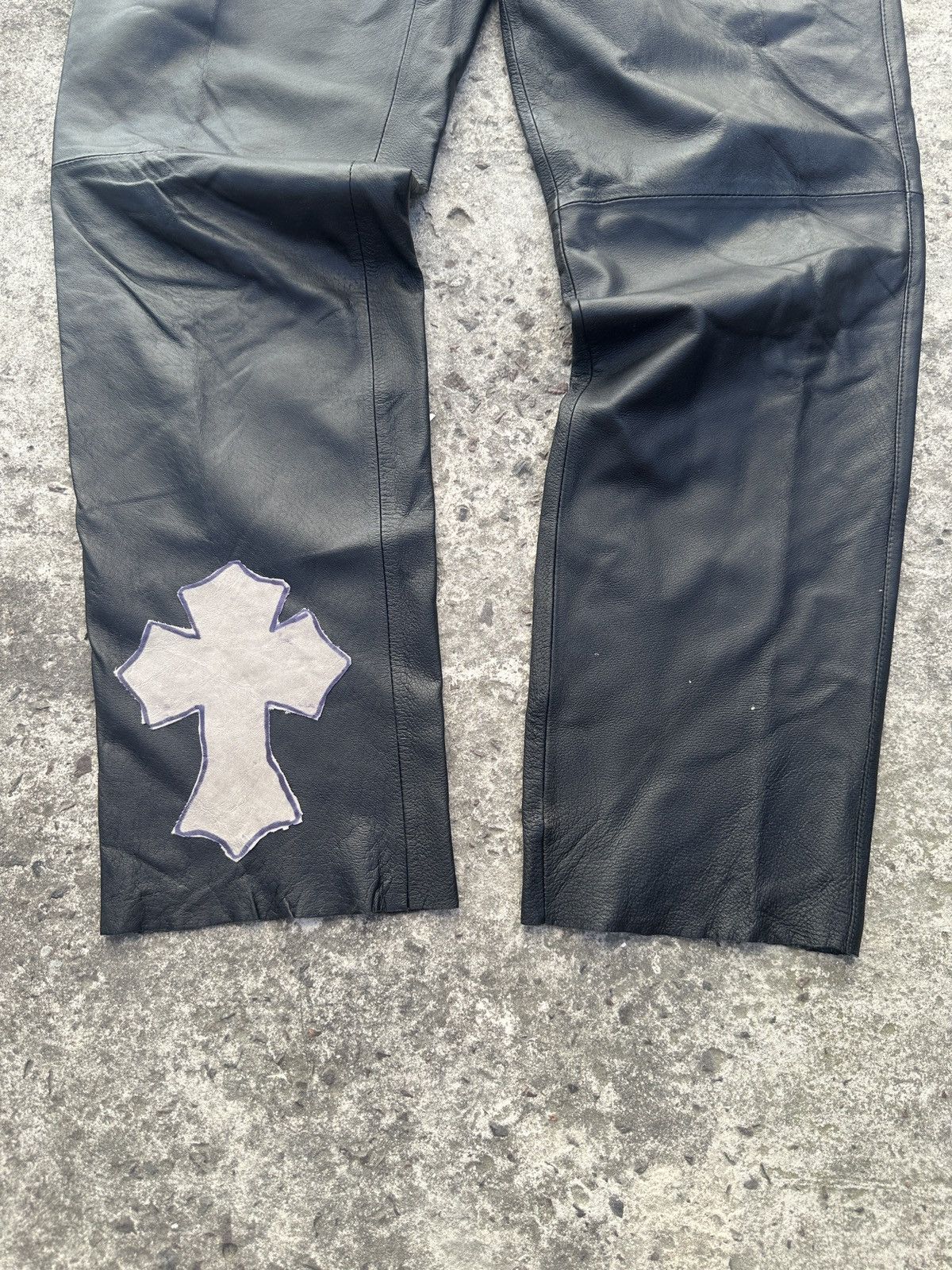 Leather Y2K Vintage Leather Pants Cross Opium Style Alt USA Rare L Size US 34 / EU 50 - 3 Thumbnail