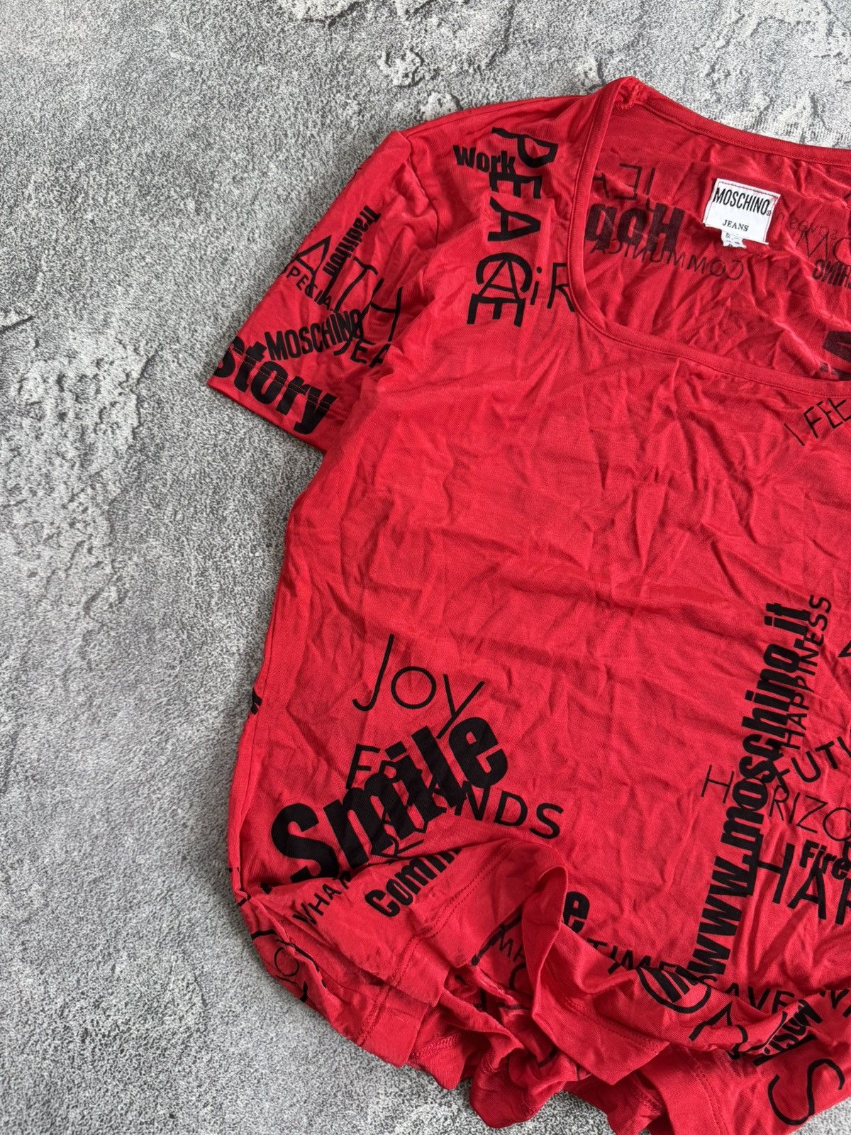 Designer × Moschino × Vintage Moschino Jeans I46/US12/GB16 all printed tee Avantgarde top Size XL / US 12-14 / IT 48-50 - 2 Thumbnail