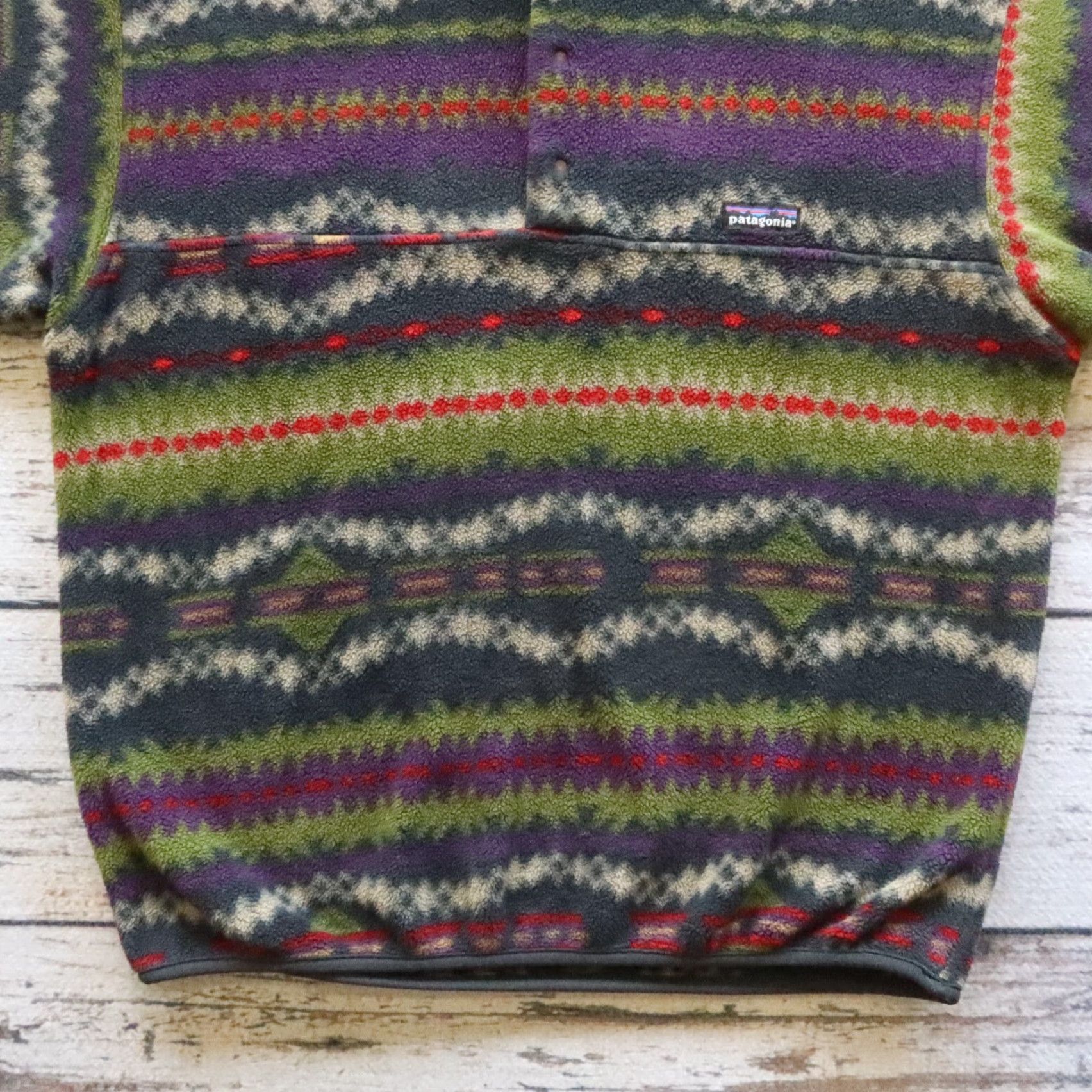 Patagonia VINTAGE Patagonia Aztec Print Snap-T Fleece Pullover Jacket Men M Green USA 90s Size US M / EU 48-50 / 2 - 3 Thumbnail