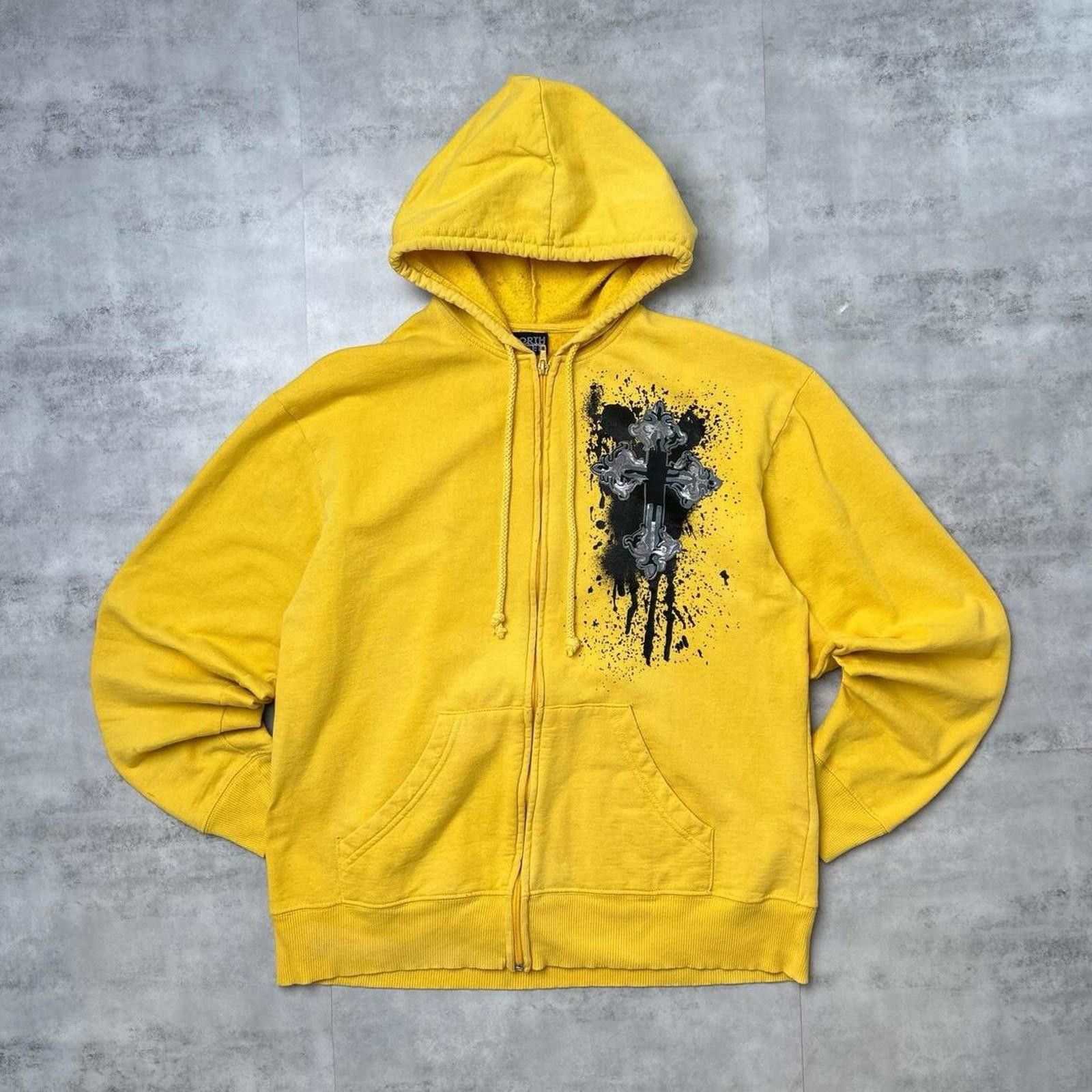 Other Y2K Gothic Cross 00s Yellow Hoodie Jacket Size US M / EU 48-50 / 2 - 1 Thumbnail