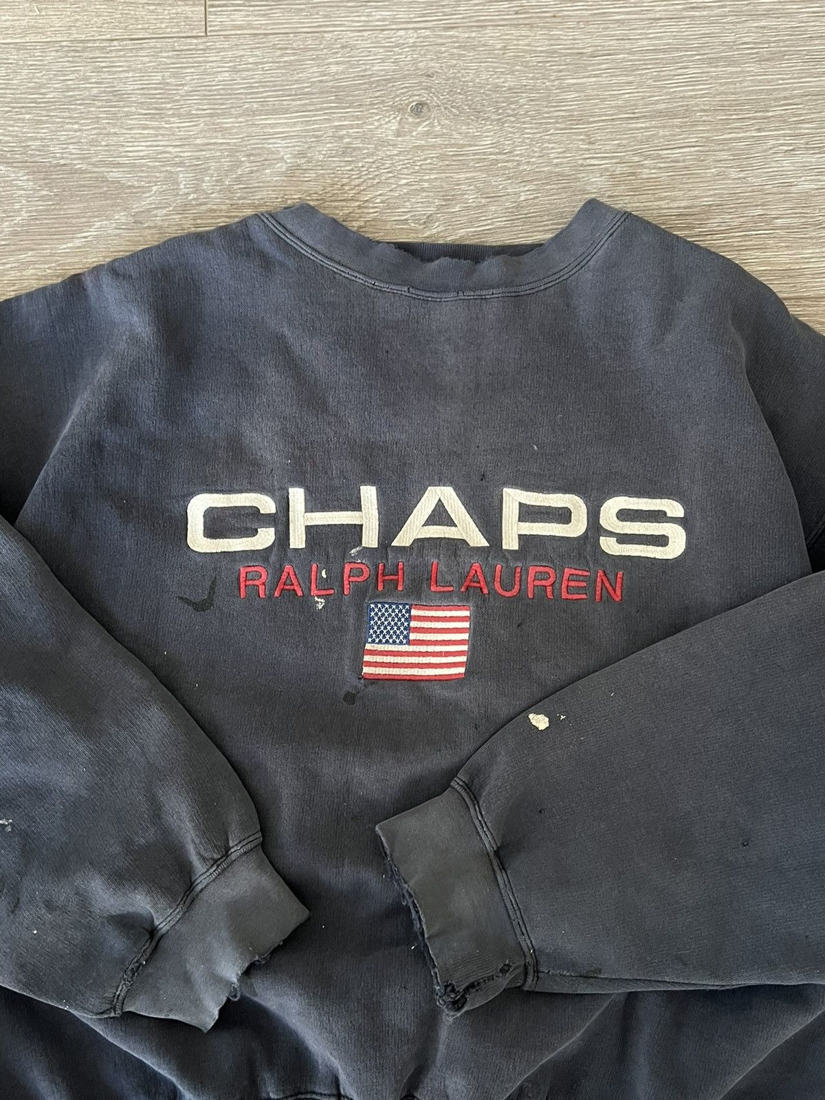 Chaps Ralph Lauren × Polo Ralph Lauren × Vintage Vintage 💥 Chaps Ralph Lauren USA Flag Sweatshirt distressed Size US M / EU 48-50 / 2 - 13 Thumbnail