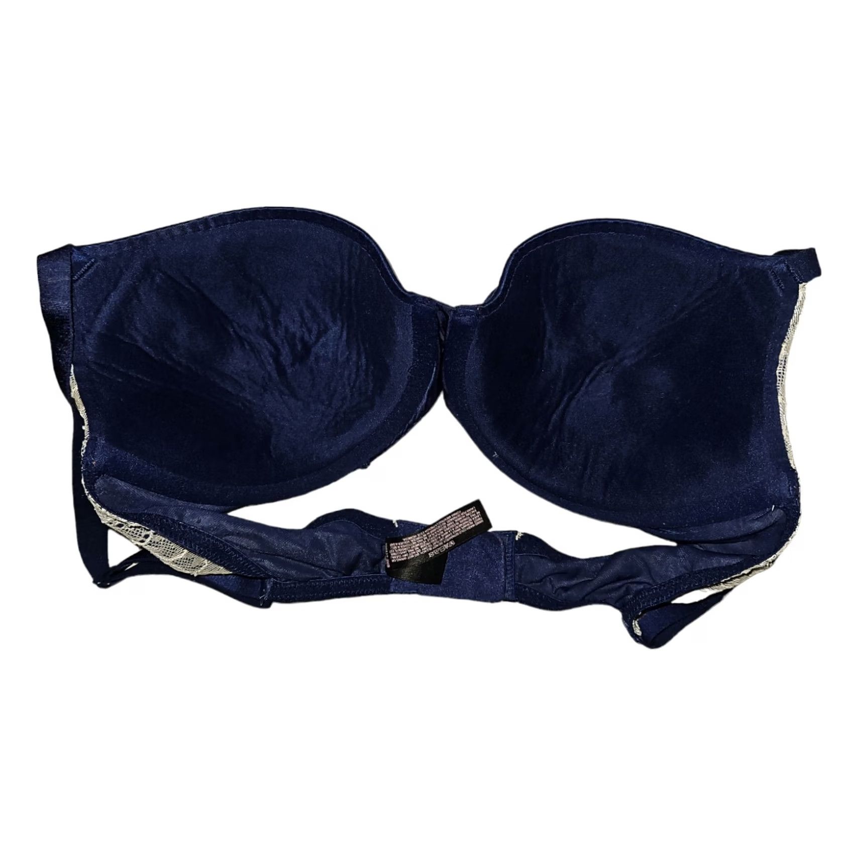 Victoria's Secret Victoria's Secret Bra Women's 34D Blue Lace Underwire Sequin Push Up Demi Cup Size ONE SIZE - 6 Thumbnail