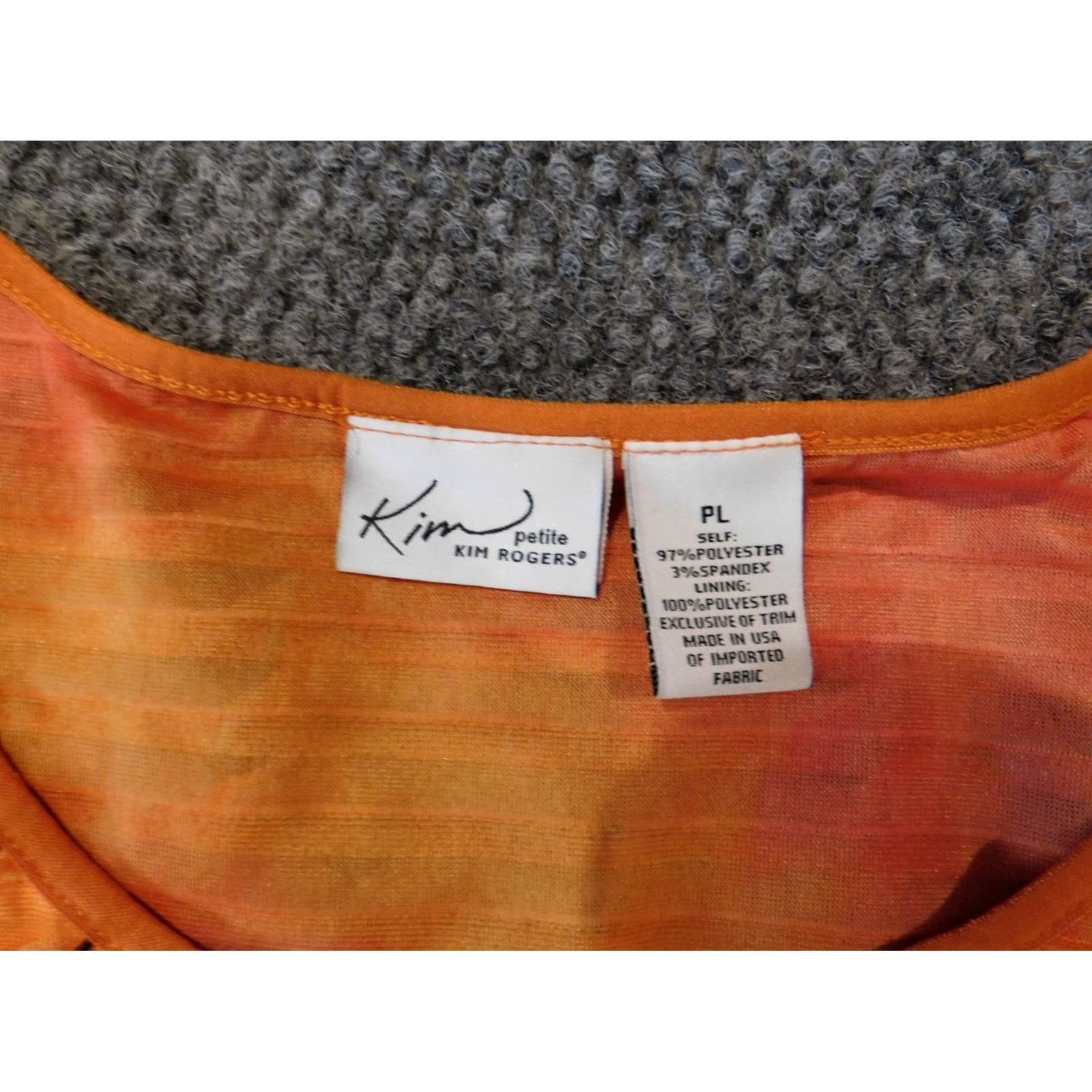 Vintage Kim Rogers Blouse Womens Petite Orange Cap Sleeve Pullover Knit Ruffle Crew Neck Casual Polyester Rayon Geometric Size L / US 10 / IT 46 - 4 Thumbnail
