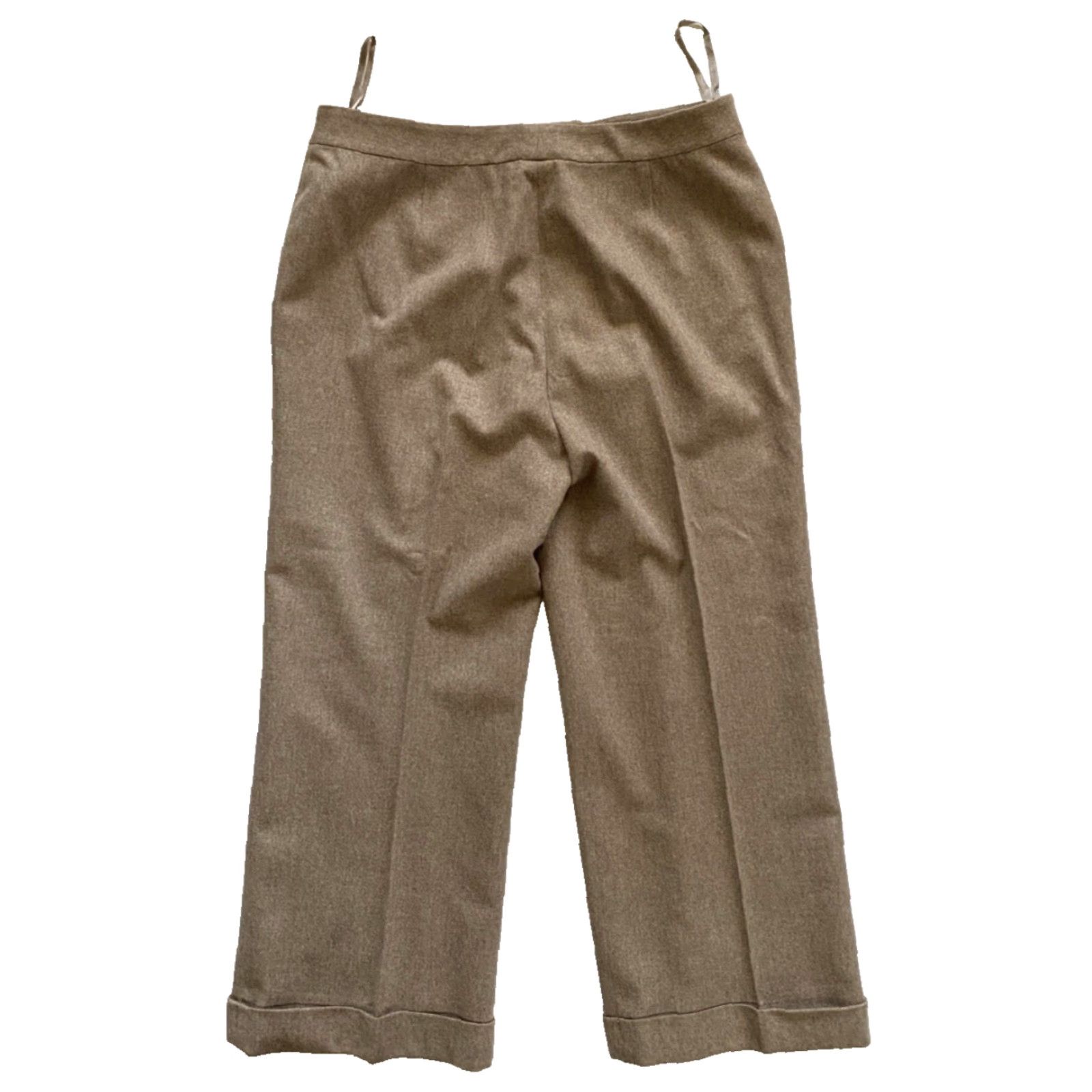 Ralph Lauren Lauren Ralph Lauren Women's Wide Leg Dress Pants Wool Beige 14 Size 36" / US 14 / IT 50 - 2 Thumbnail