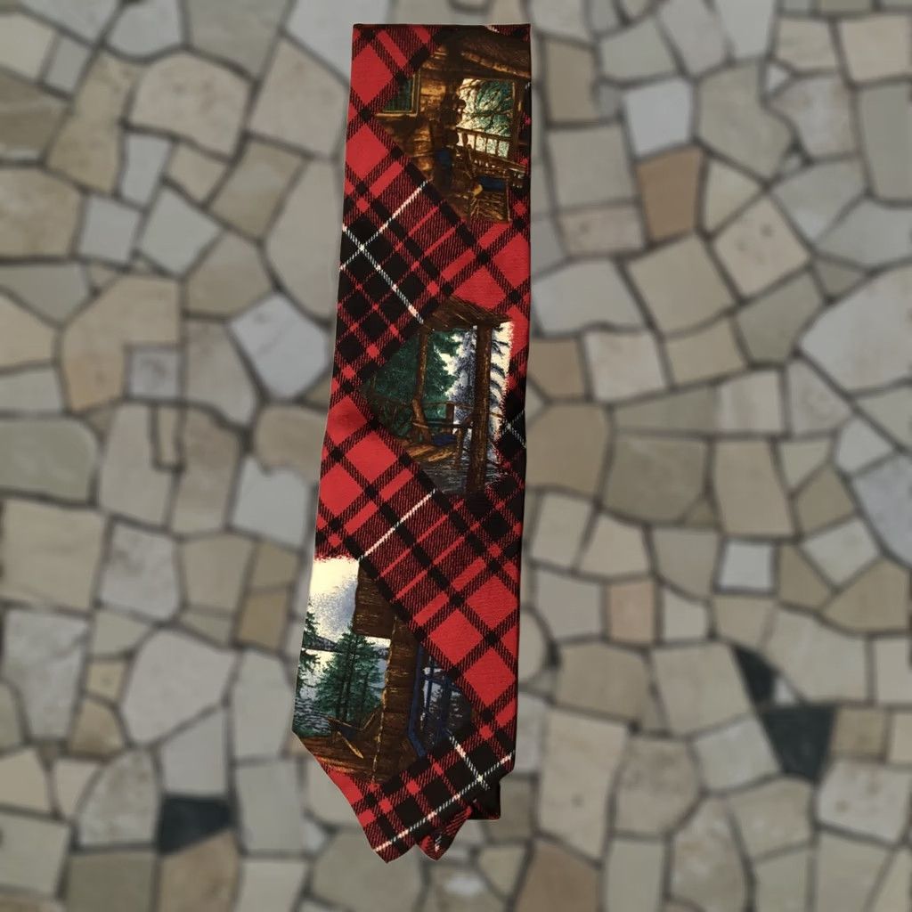 Vintage Structure Novelty Silk Tie landscape Men's Size ONE SIZE - 1 Thumbnail