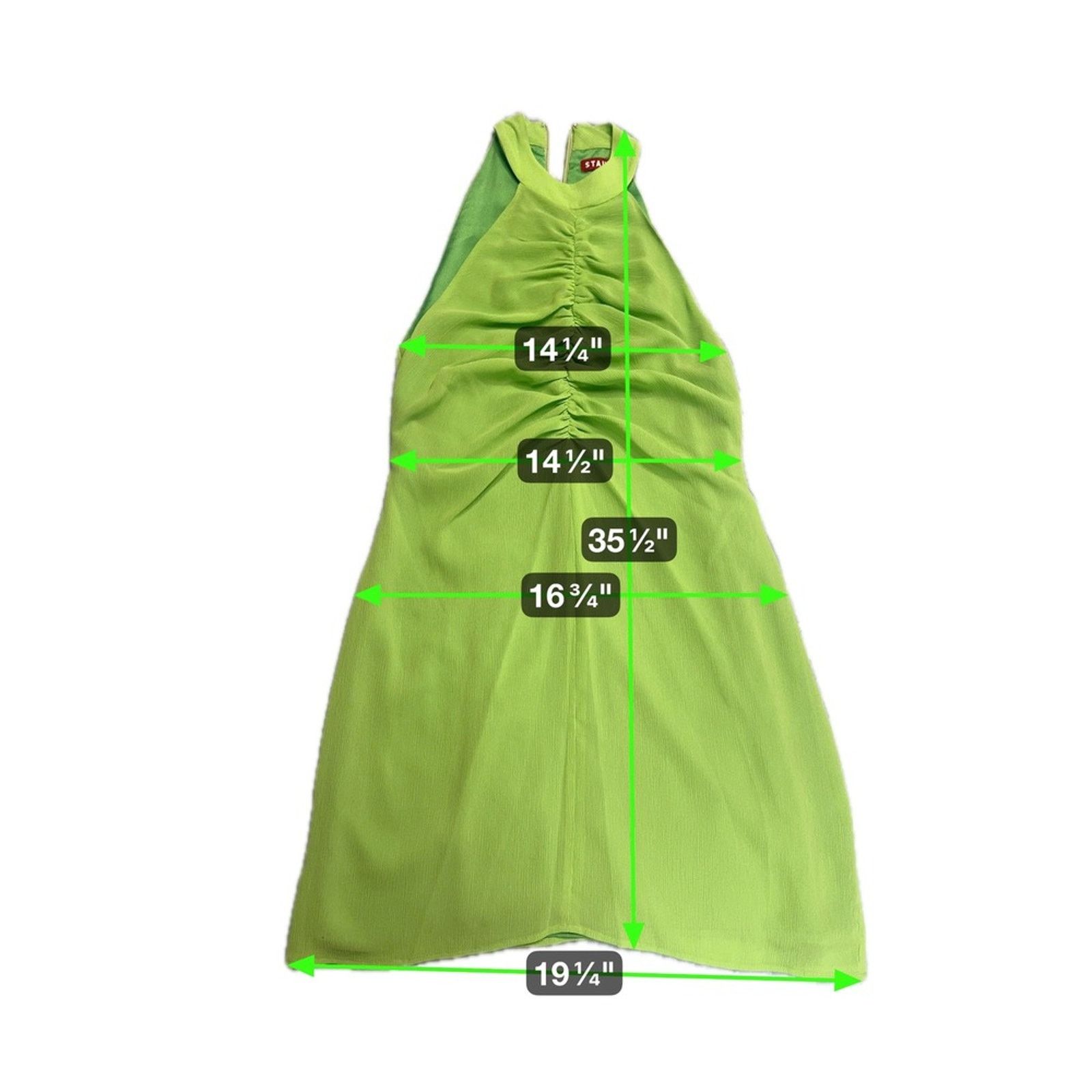 Staud STAUD Women's Green Halter Mini Ruched Fitted Party size 4 Size S / US 4 / IT 40 - 3 Thumbnail