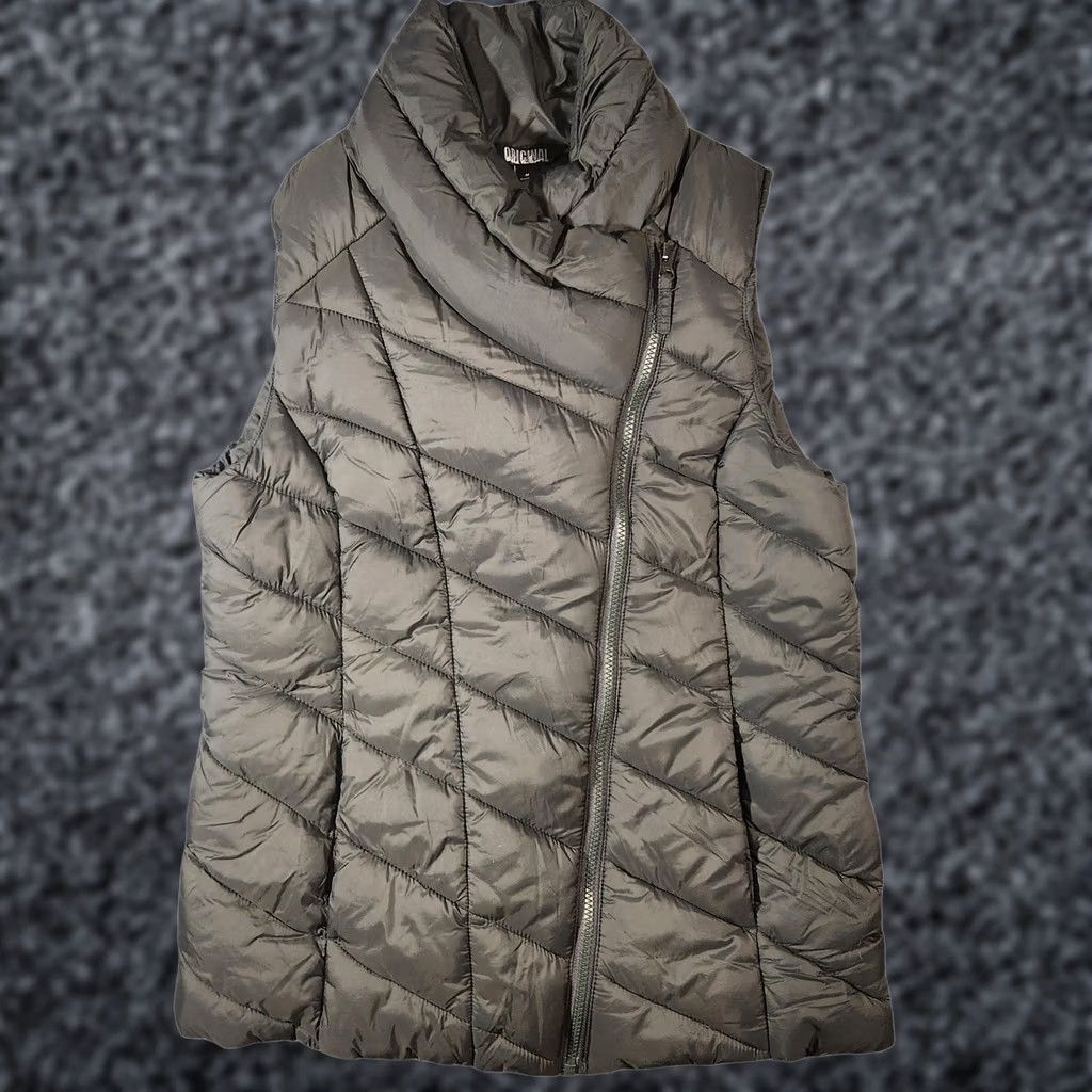 Vintage VINTAGE Original Puffer Vest Womens Medium Gray Asym Zip Funnel Neck Diagonal Quilted Size M / US 6-8 / IT 42-44 - 1 Thumbnail