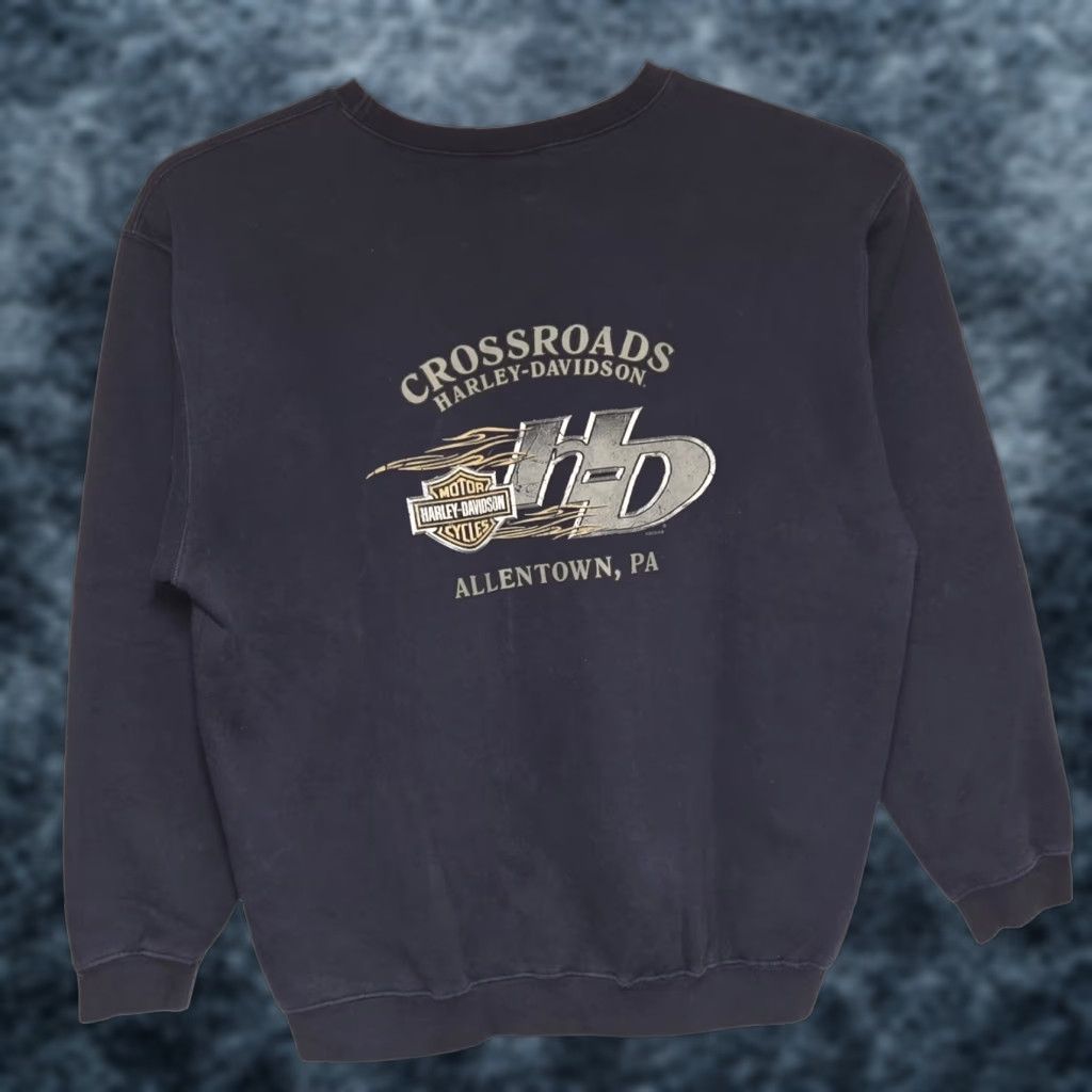 Harley Davidson Harley-Davidson Sweatshirt Logo Men XL Navy Blue Double Sided y2k Size US XL / EU 56 / 4 - 1 Thumbnail