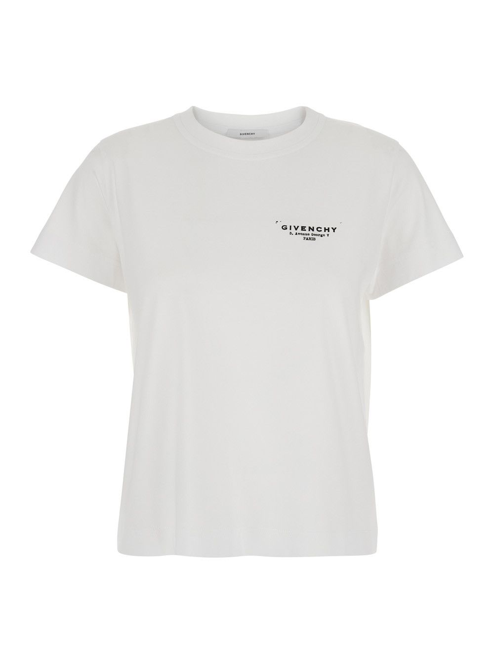 Givenchy White Crewneck T-Shirt with Logo Lettering on Front and Rear in Cotton Woman Size S / US 4 / IT 40 - 1 Thumbnail