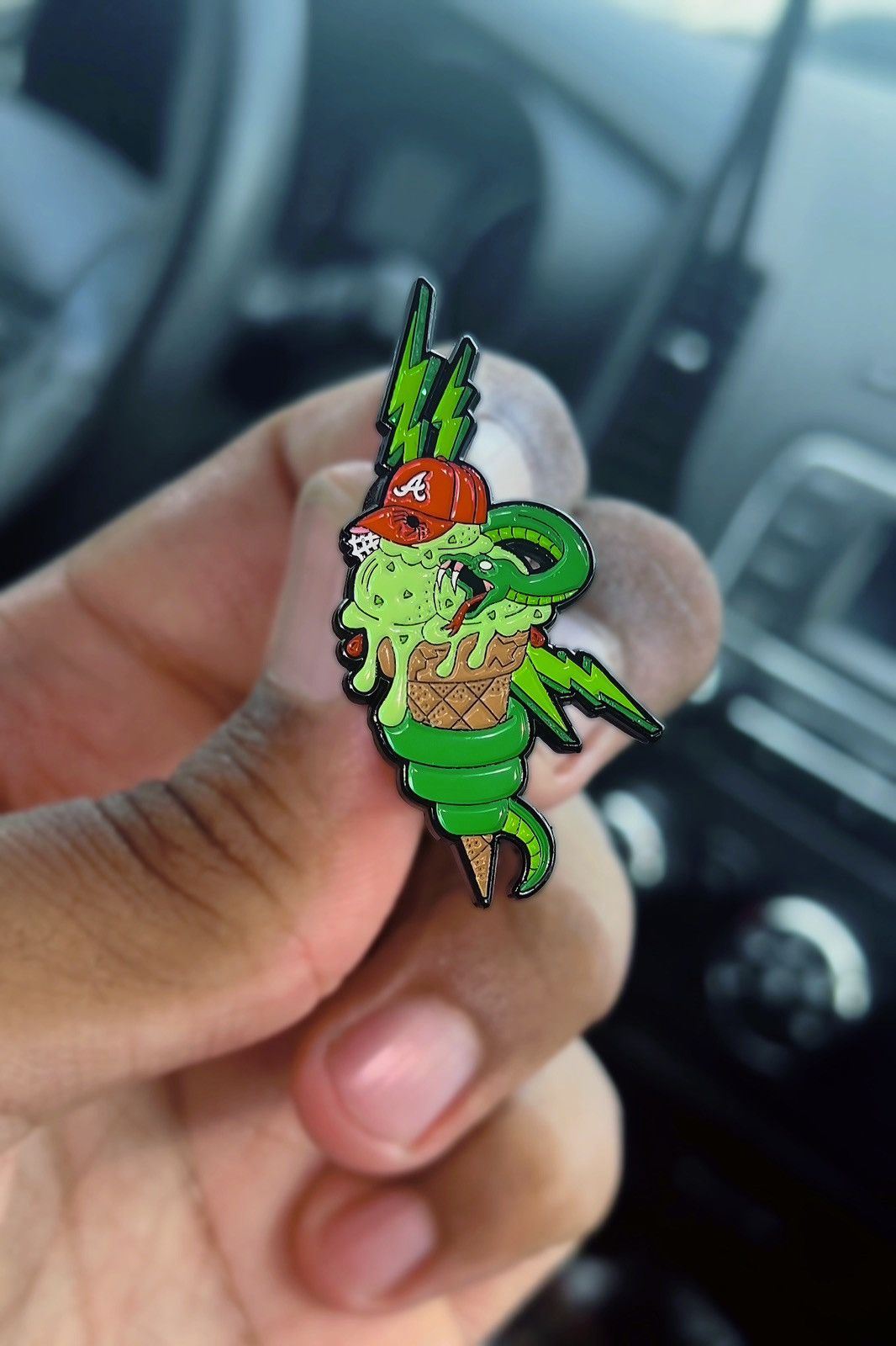 MyFitteds FREE BIG SLIME 🐍💚 Ice Cream Atlanta Braves Fitted Hat Pin Size ONE SIZE - 21 Thumbnail