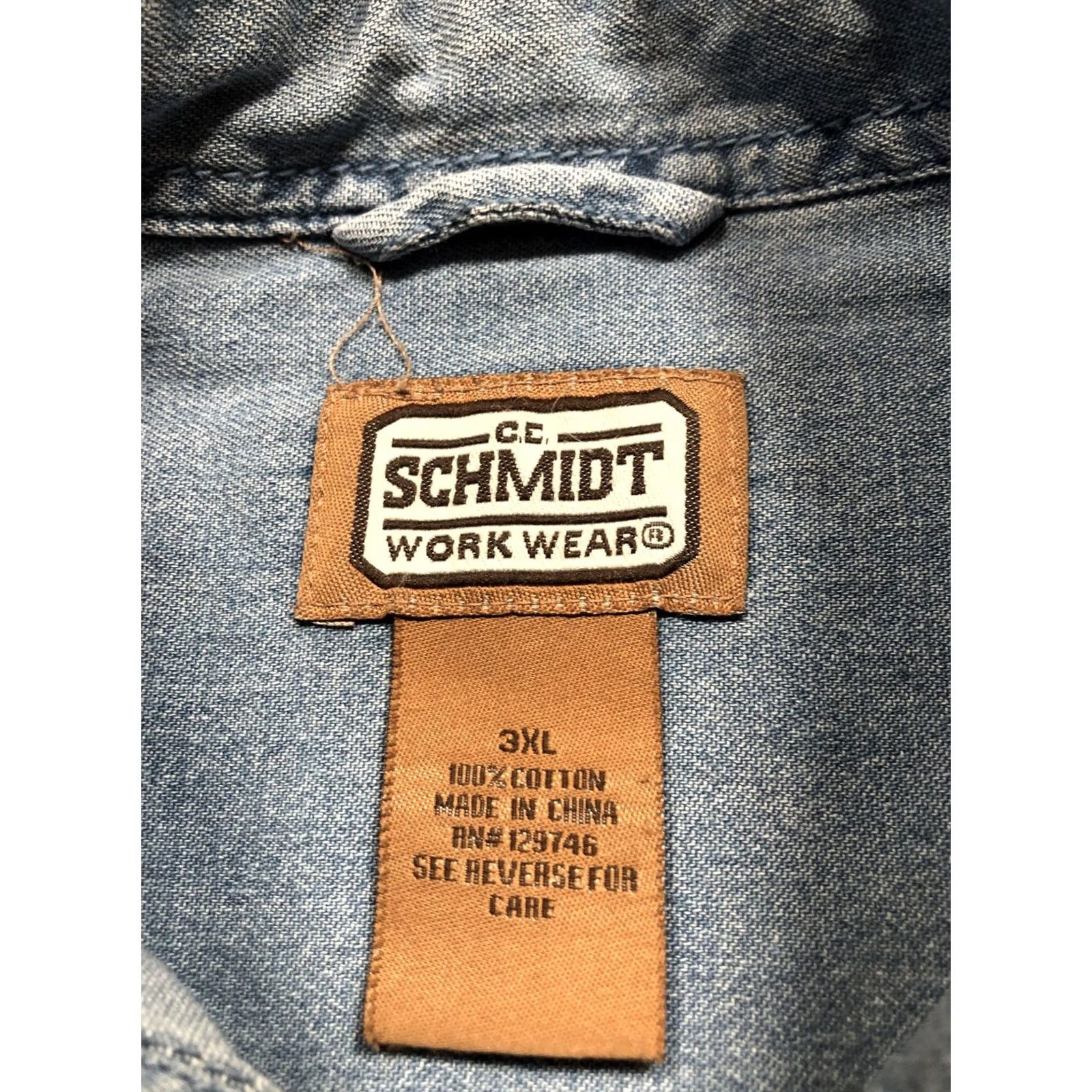 Denime C.E. Schmidt Workwear Shirt Mens 3XL Blue Denim Snap Button Western Long Sleeve Size US XXL / EU 58 / 5 - 7 Thumbnail