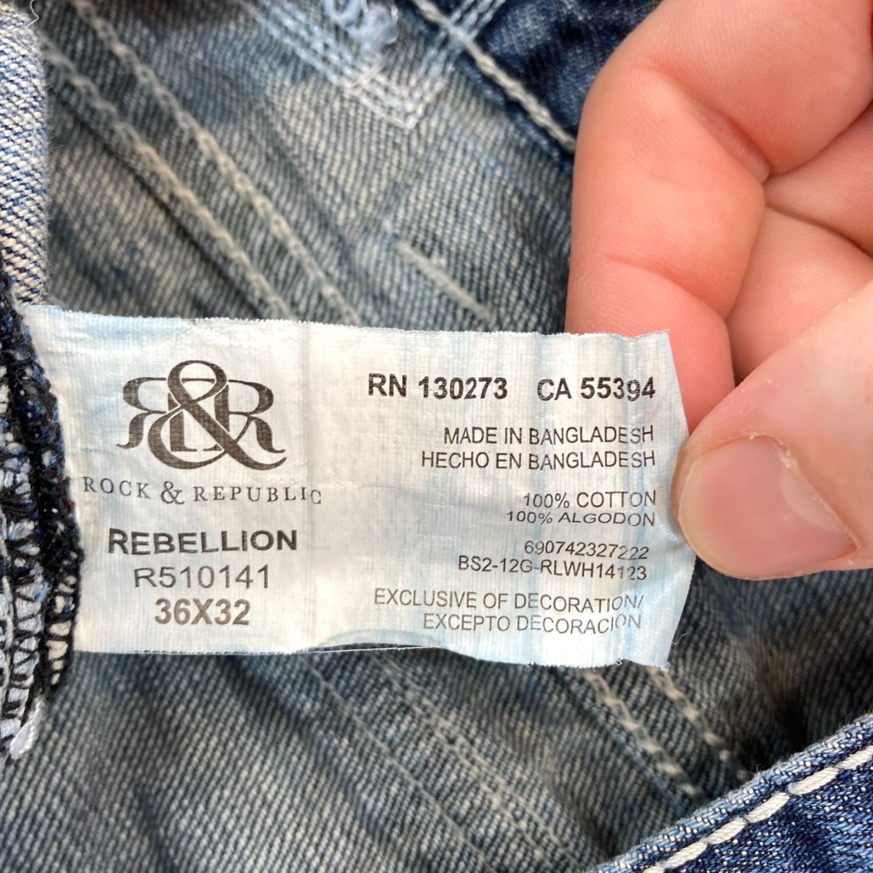 Vintage Rock & Republic Rebellion Jeans Mens 36x32 Dark Blue Denim Distressed Grunge Size US 36 / EU 52 - 7 Thumbnail