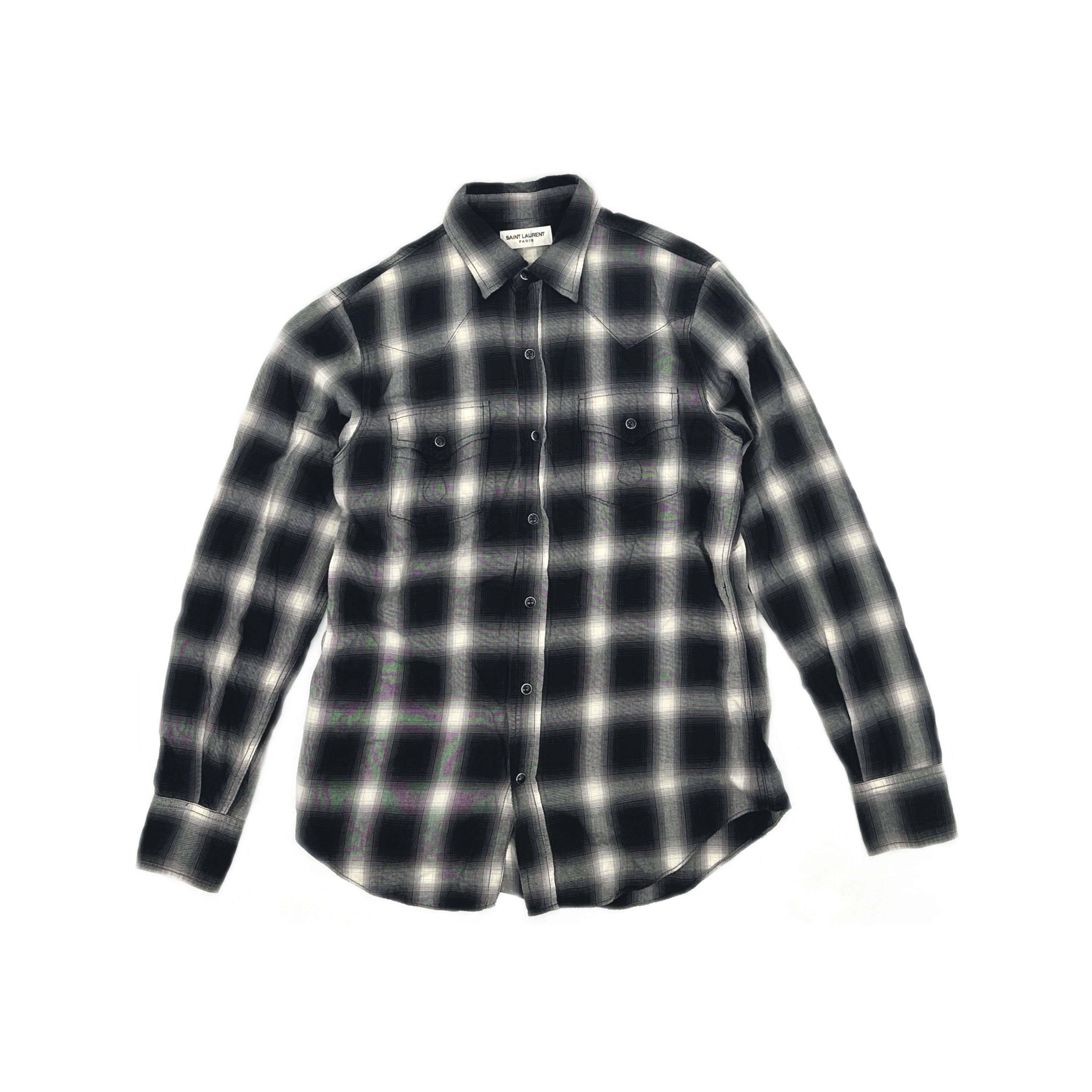 Saint Laurent Paris Saint Laurent Plaid Long Sleeve Shirt S Size US S / EU 44-46 / 1 - 1 Thumbnail
