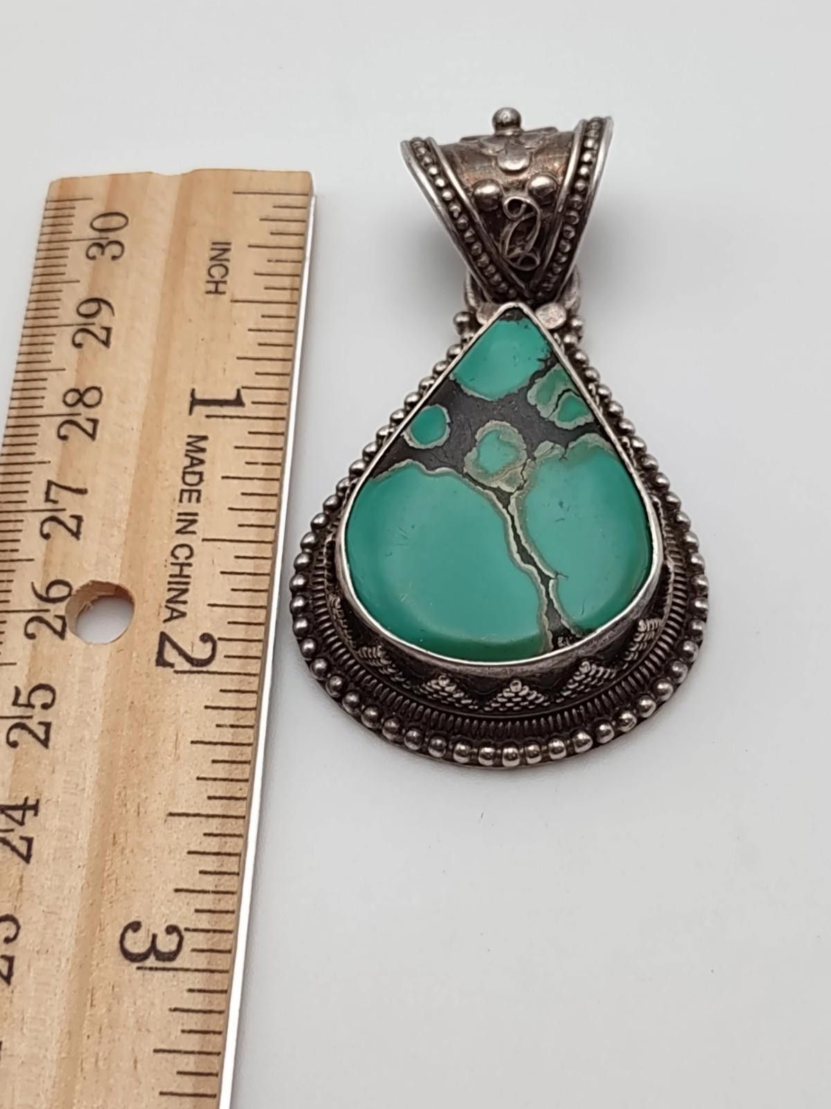 Other Large Southwestern Turquoise Silver Pendant Artisan 42.11g Size ONE SIZE - 5 Thumbnail