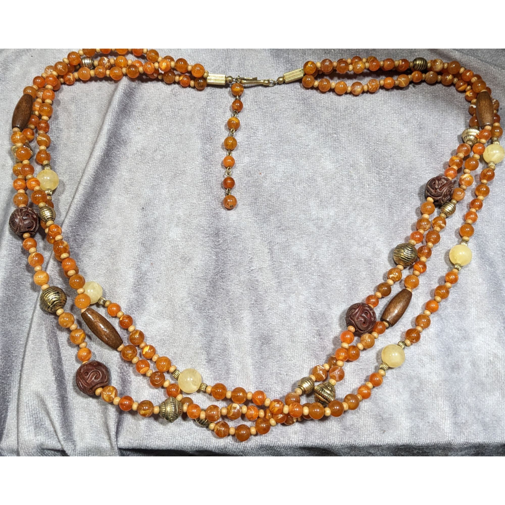 Other Vintage Bohemian Hippie Layered Necklace With Orange And Bro Size ONE SIZE - 4 Thumbnail