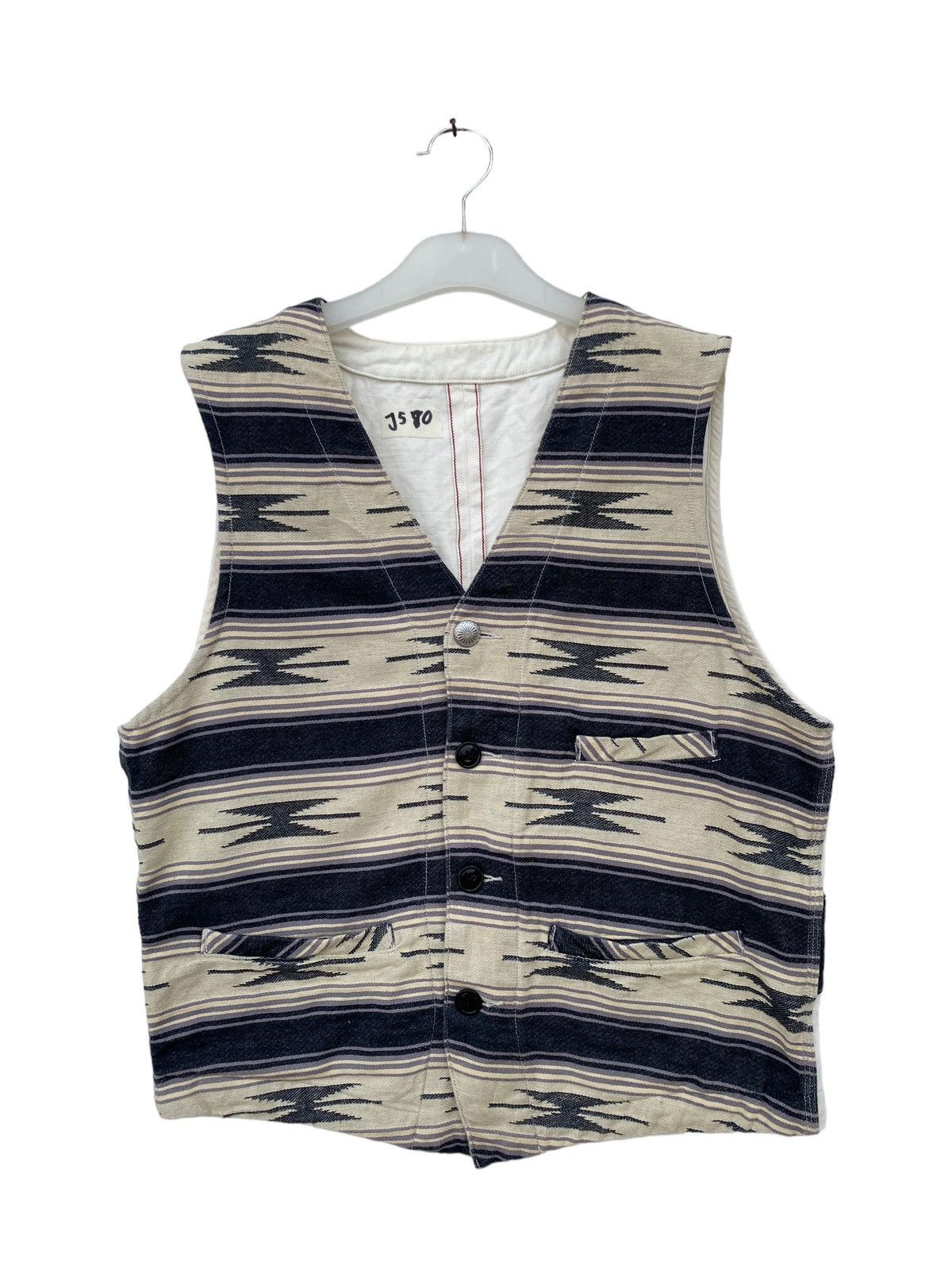 image of Schott Perfecto Red Line Western Indian Style Vest in White, Men's (Size XL)