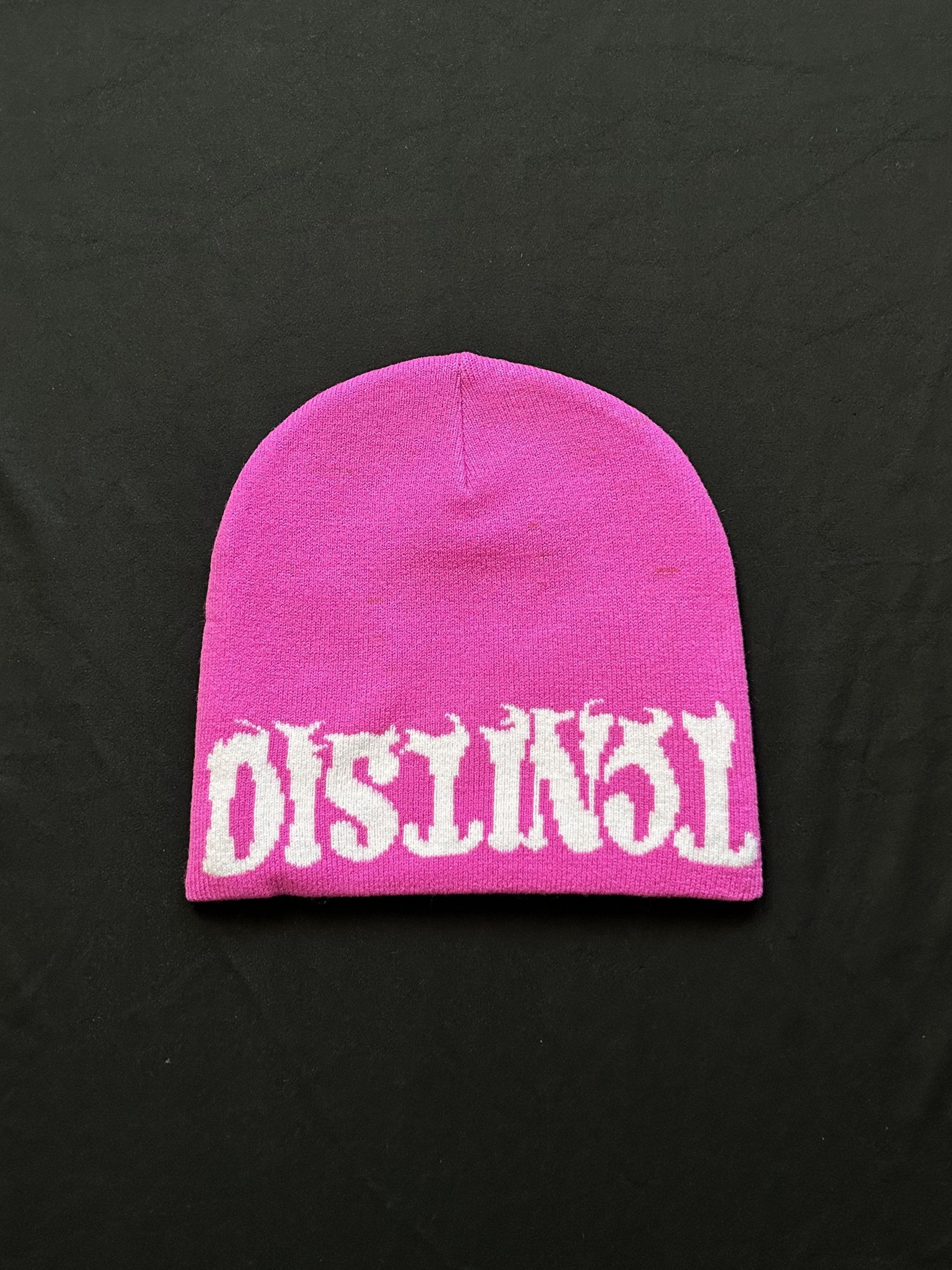 Japanese Brand Deadstock Moody Graphic No Cuff Pink Beanie Hat OS Size ONE SIZE - 4 Thumbnail