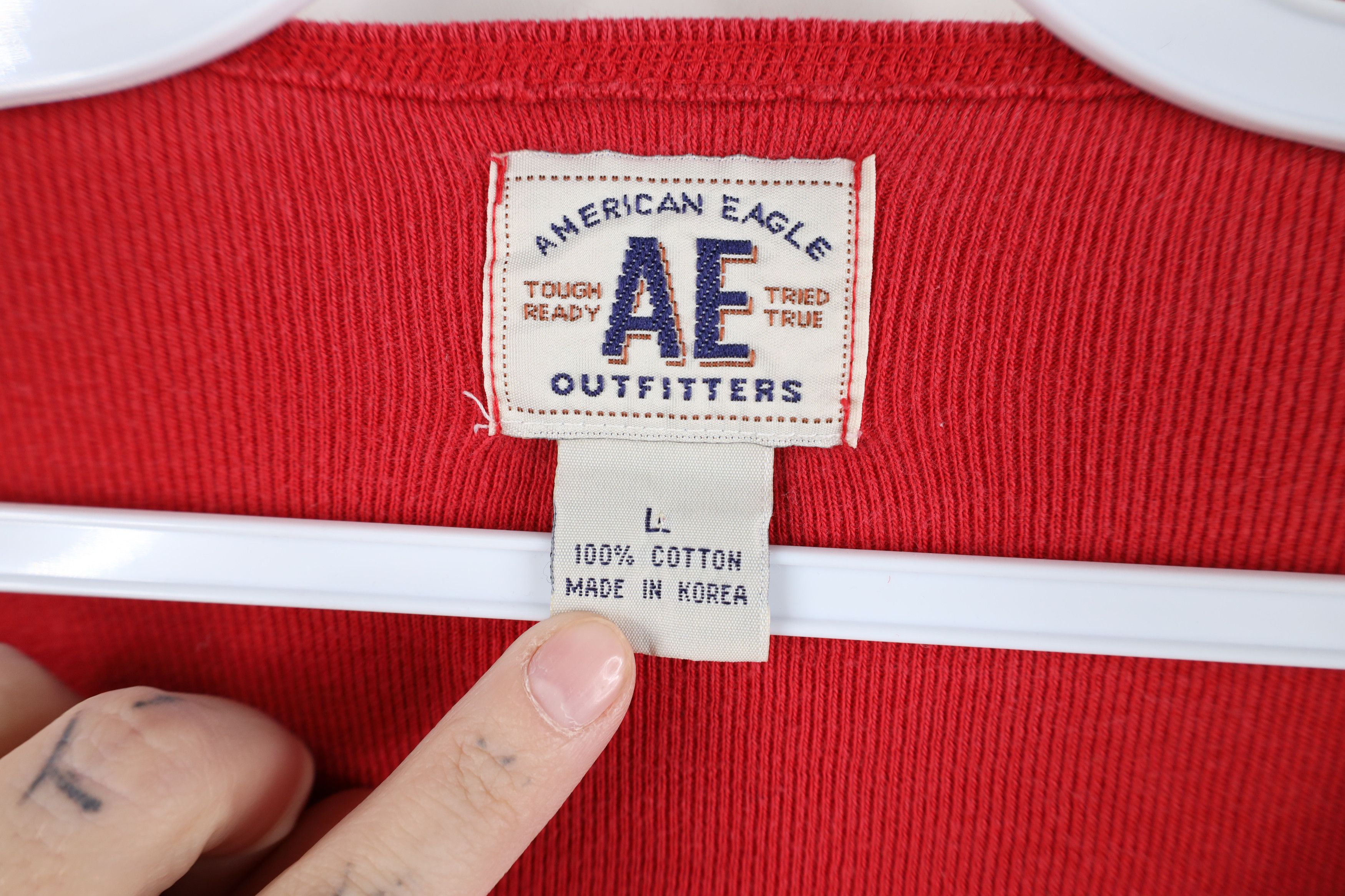 American Eagle Outfitters Vintage 90s American Eagle Outfitters Knit Henley T-Shirt Size L / US 10 / IT 46 - 13 Thumbnail