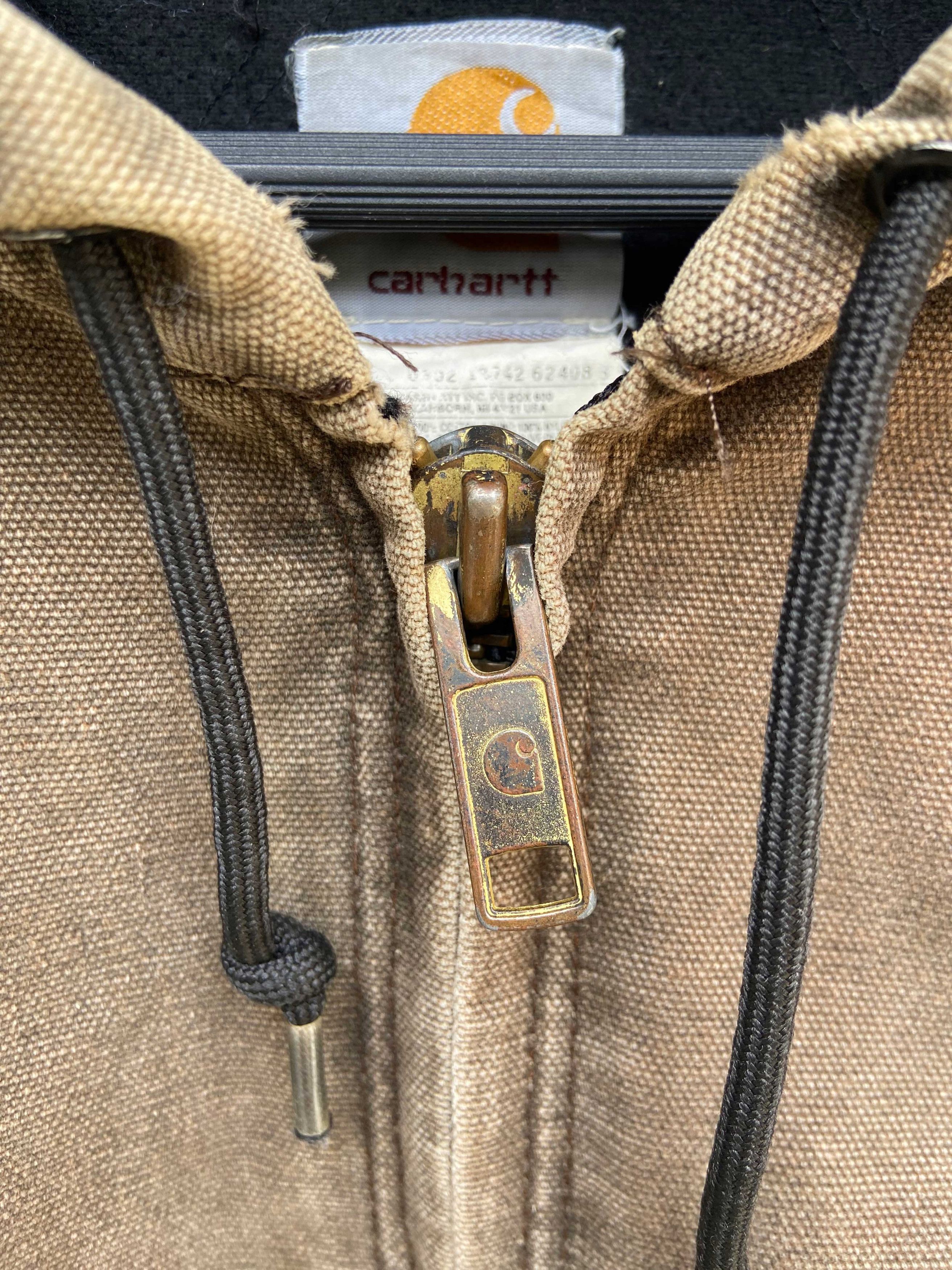 Vintage Vintage Faded Brown Carhartt Zip up hoodie jacket Size US L / EU 52-54 / 3 - 17 Thumbnail