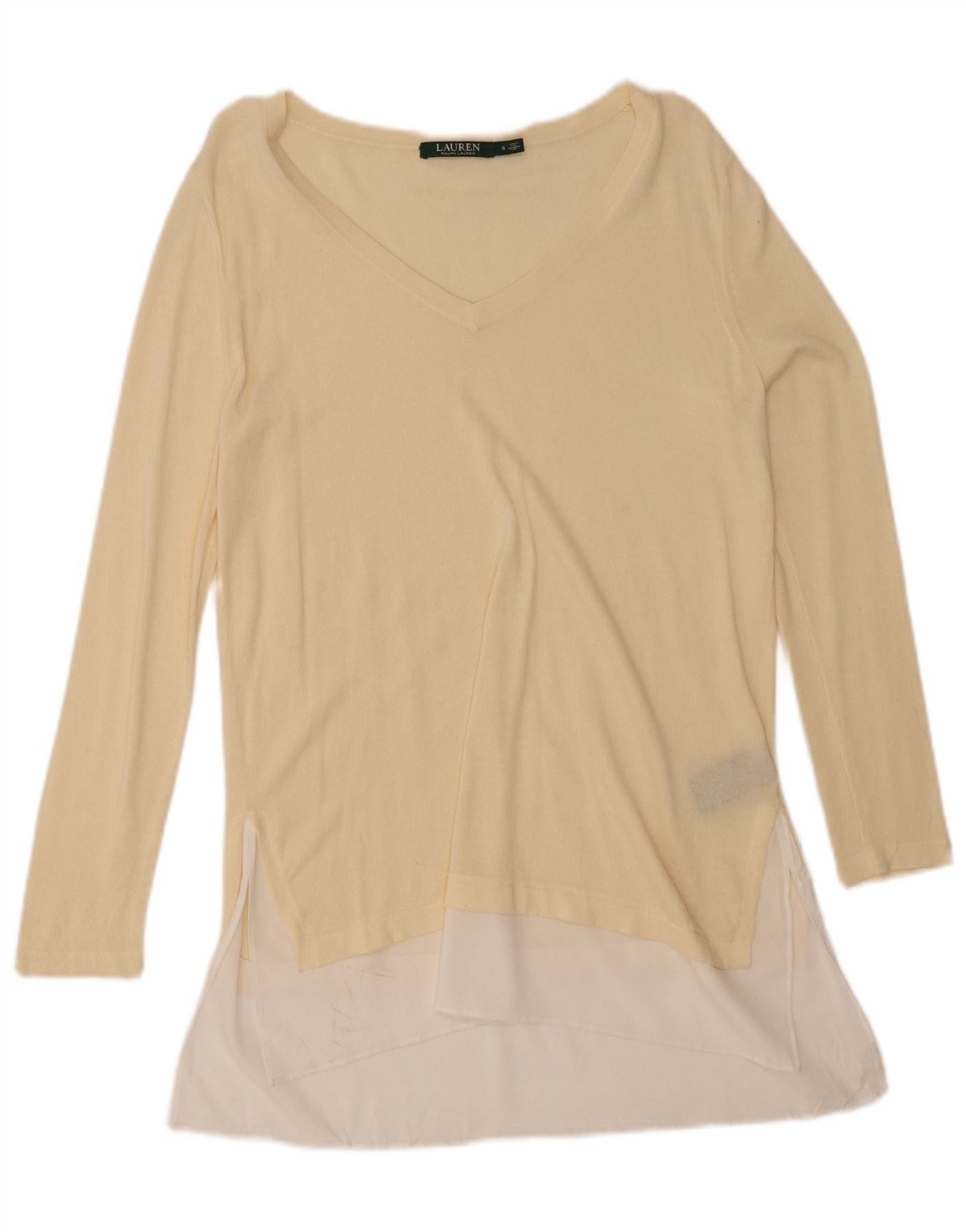 Ralph Lauren Womens Long Sleeve Jumper Dress UK 10 Small Beige Colourbloc Size S / US 4 / IT 40 - 1 Thumbnail