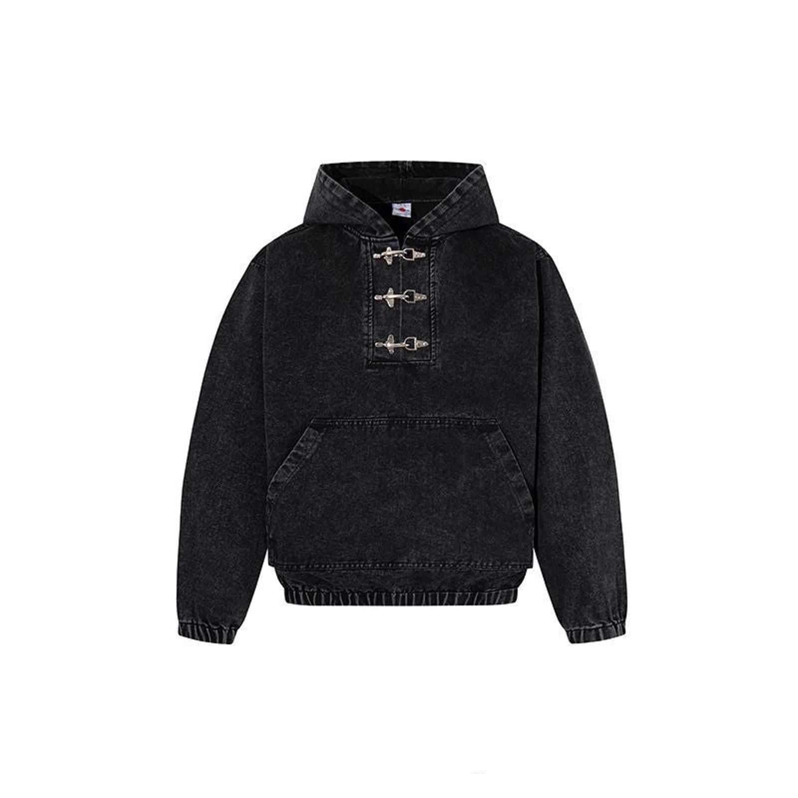 Other Black Washed Denim-Weight Fireman Clasp Hoodie Shinzo Style Size US M / EU 48-50 / 2 - 2 Thumbnail