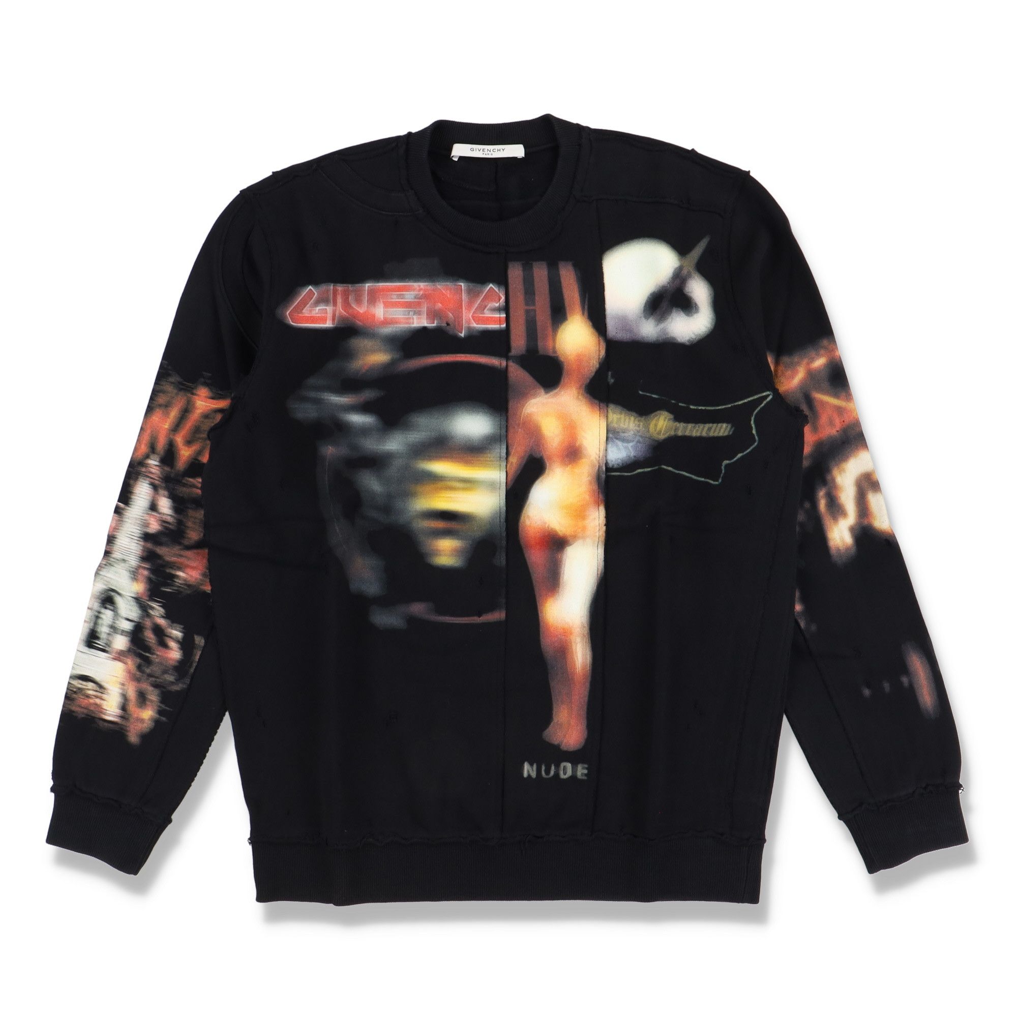 Givenchy Black Heavy Metal Distressed Sweatshirt Size US M / EU 48-50 / 2 - 1 Thumbnail