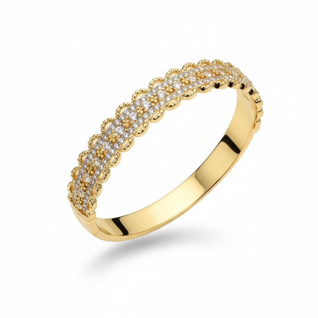 Marchesa Marchesa Gold Tone Crystal Pavé Hinged Bangle Bracelet Size ONE SIZE - 1 Thumbnail