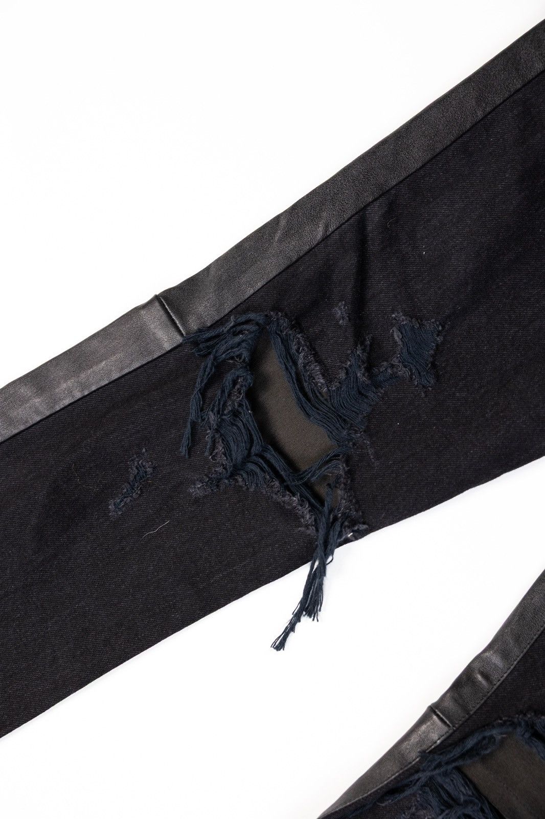 Amiri Amiri Leather & Denim Cropped Flare Pants Size US 26 / EU 42 - 6 Thumbnail