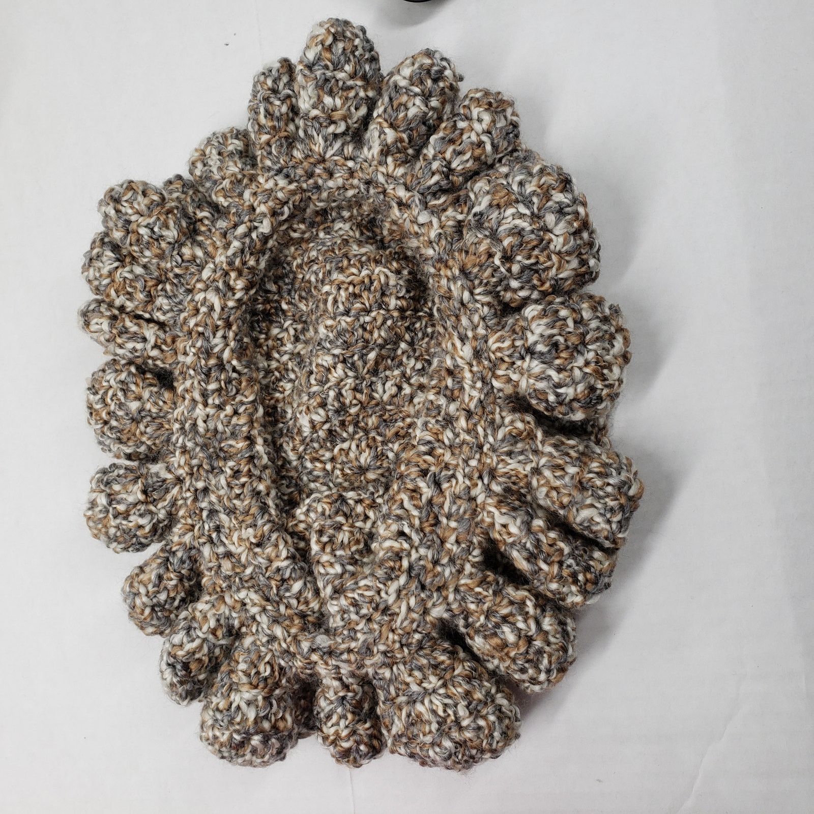 Handmade Handmade Crochet Brown Ruffle Bucket Hat Bohemian Casual Size ONE SIZE - 9 Thumbnail