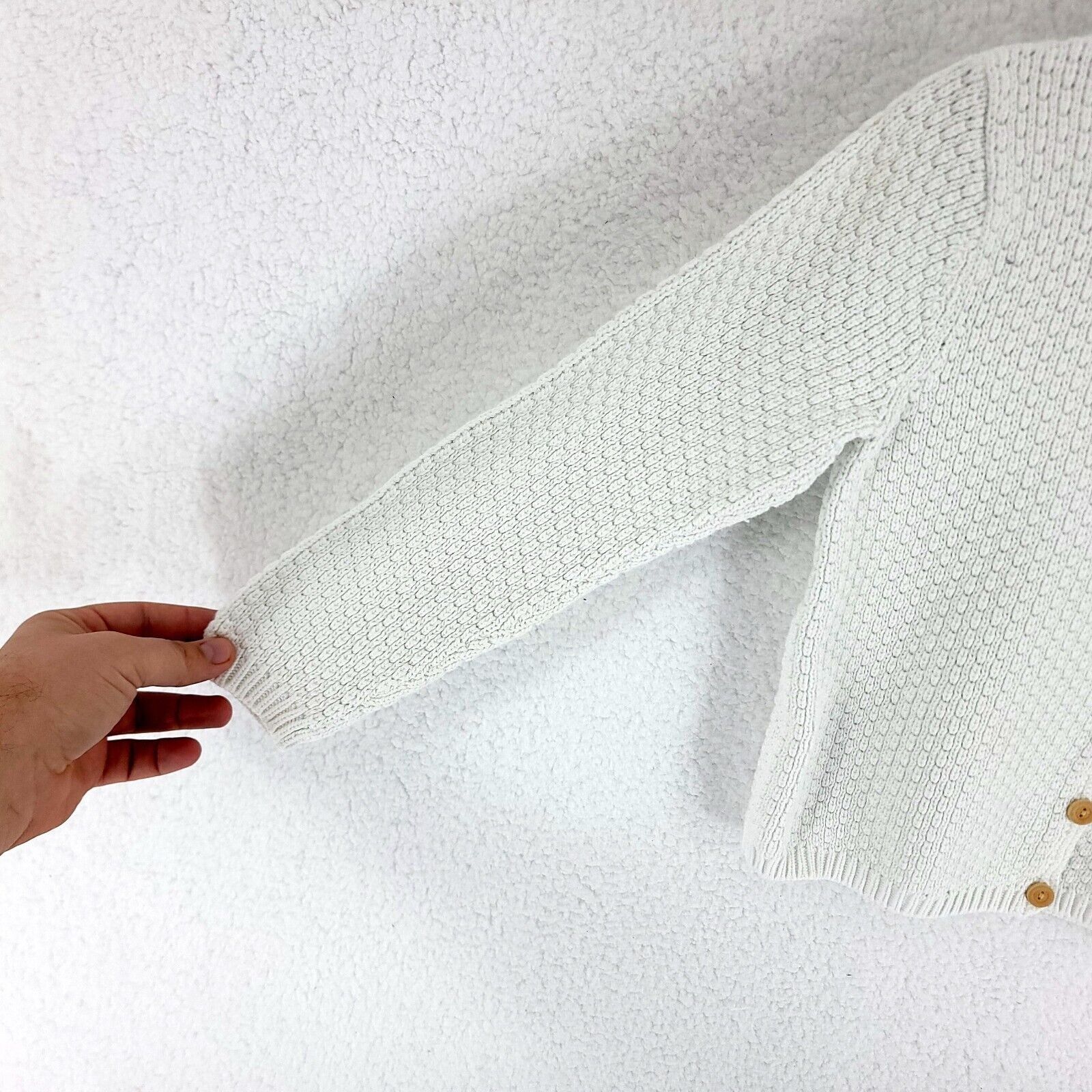Talbots Damaged Stained Talbots Petite P White Cotton Cable Knit Swe Size XS / US 0-2 / IT 36-38 - 4 Thumbnail