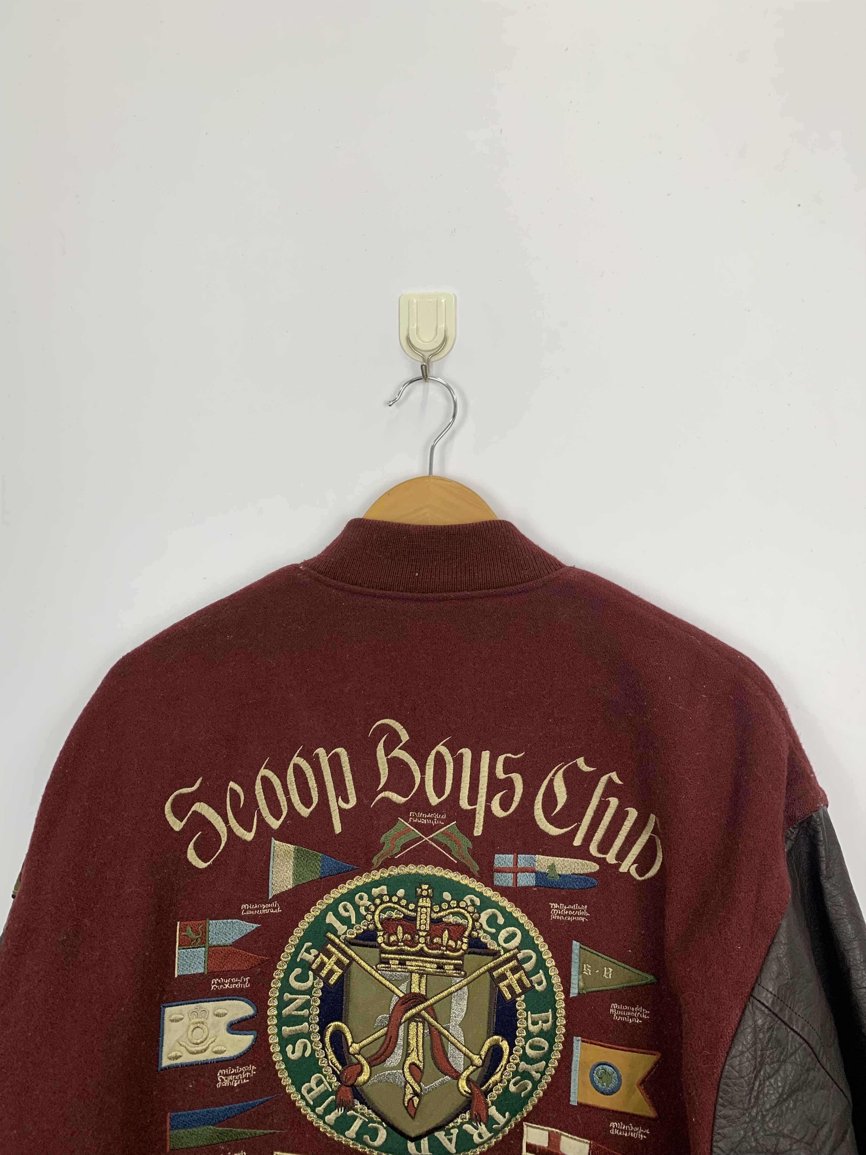 SCOOP Vintage 80s Scoop Boys Sleeve Leather Varsity Red V0456 Size US L / EU 52-54 / 3 - 2 Thumbnail