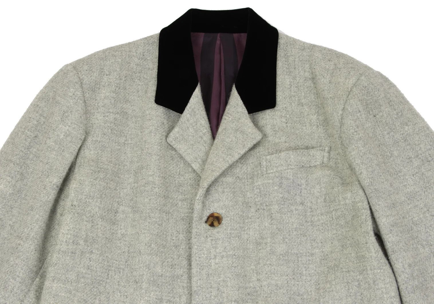 Jean Paul Gaultier Wool Stripe Velour Long Coat in Gray and Black, Size M Size US M / EU 48-50 / 2 - 2 Thumbnail