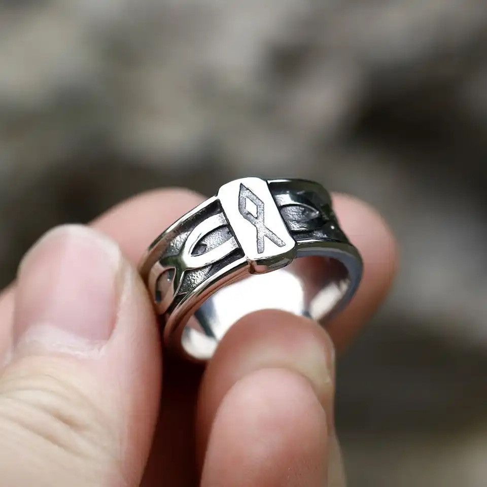 Jewelry × Vintage Odin Viking rune Amulet RING Size ONE SIZE - 1 Thumbnail