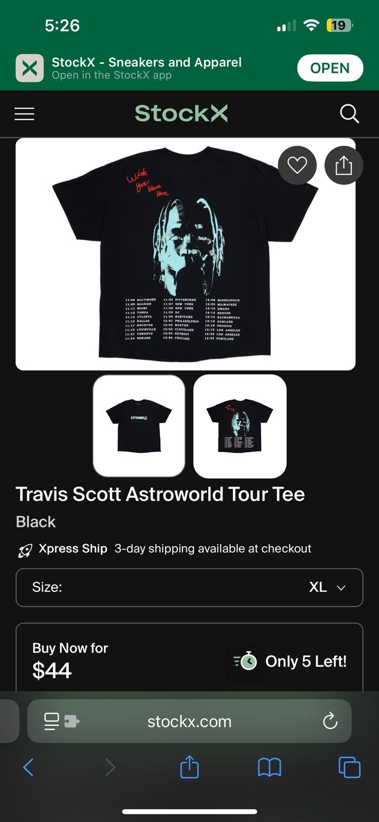Travis Scott Travis Scott Astroworlf Tour Tee XL Size US XL / EU 56 / 4 - 2 Thumbnail