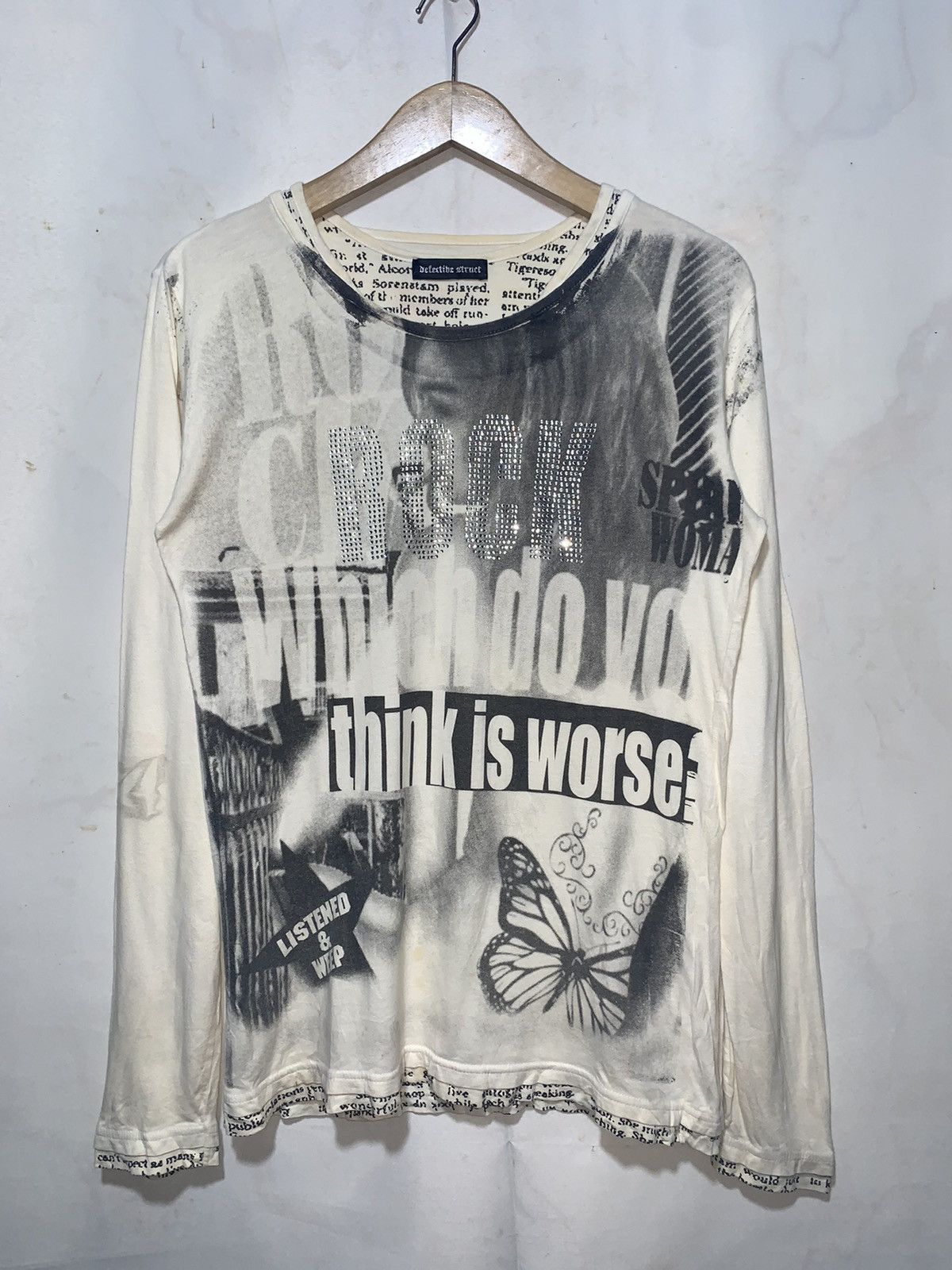 Beauty Beast Y2k Detective struct ROCK poem double layer longsleeve Size US M / EU 48-50 / 2 - 1 Thumbnail